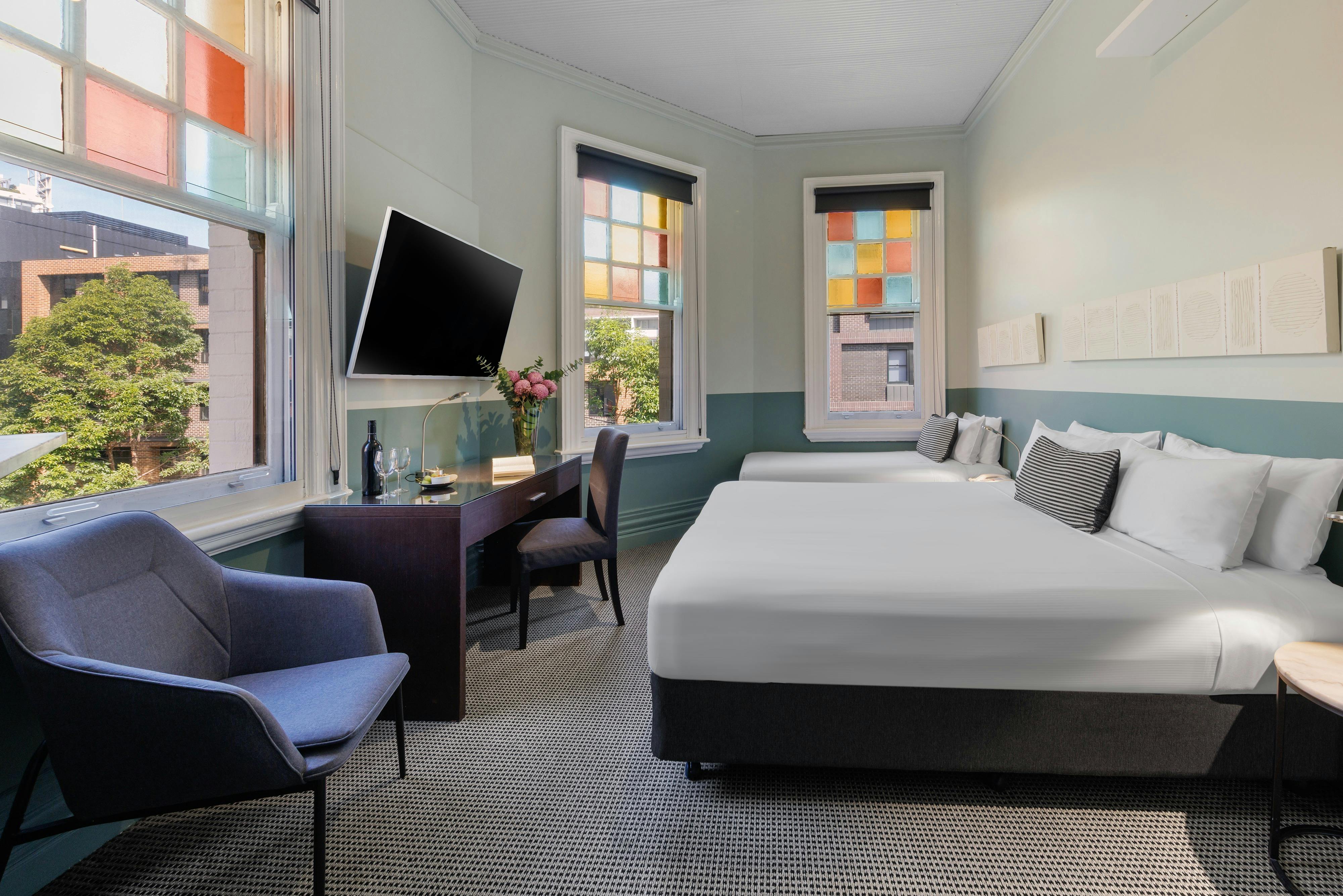 The room with king bed and single bed, ideal for couples with a child or with extra guest.