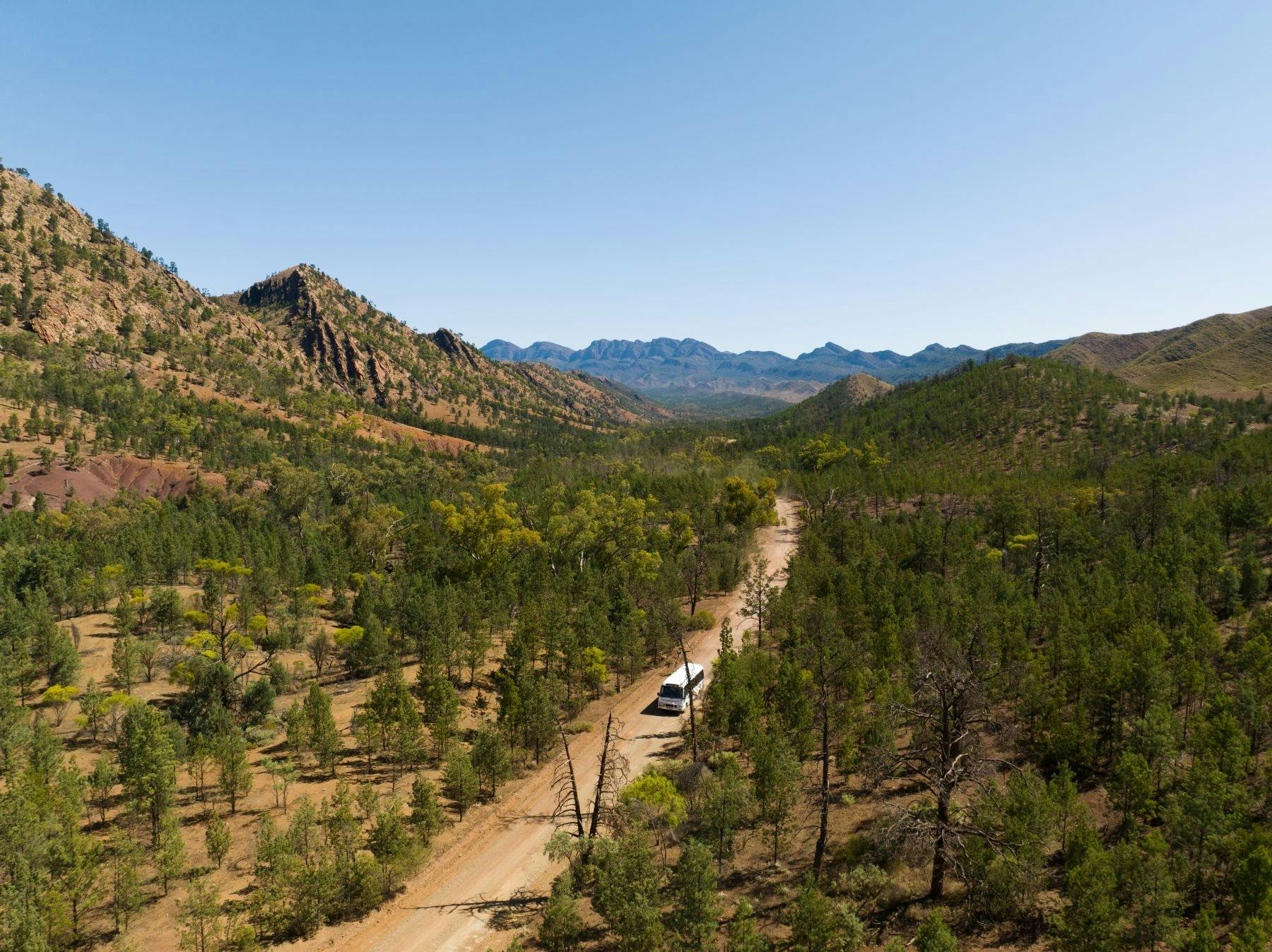 Driving through the Flinders Ranges South Australia
