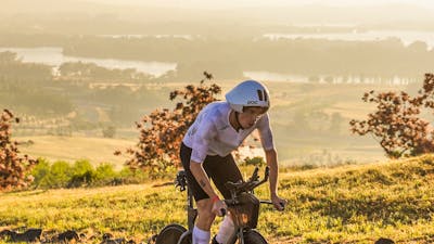Cyclist climbing Arboretum