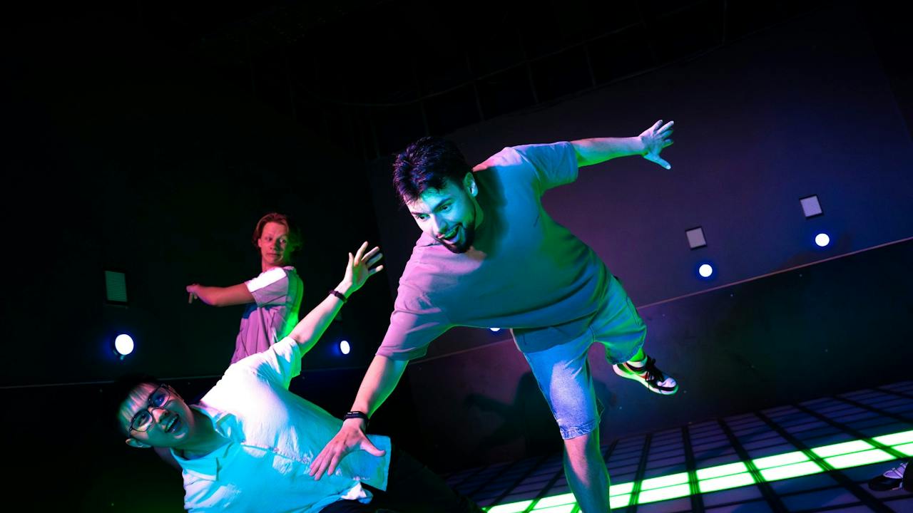 Friends take on an exciting interactive floor challenge at Power Play Sydney.