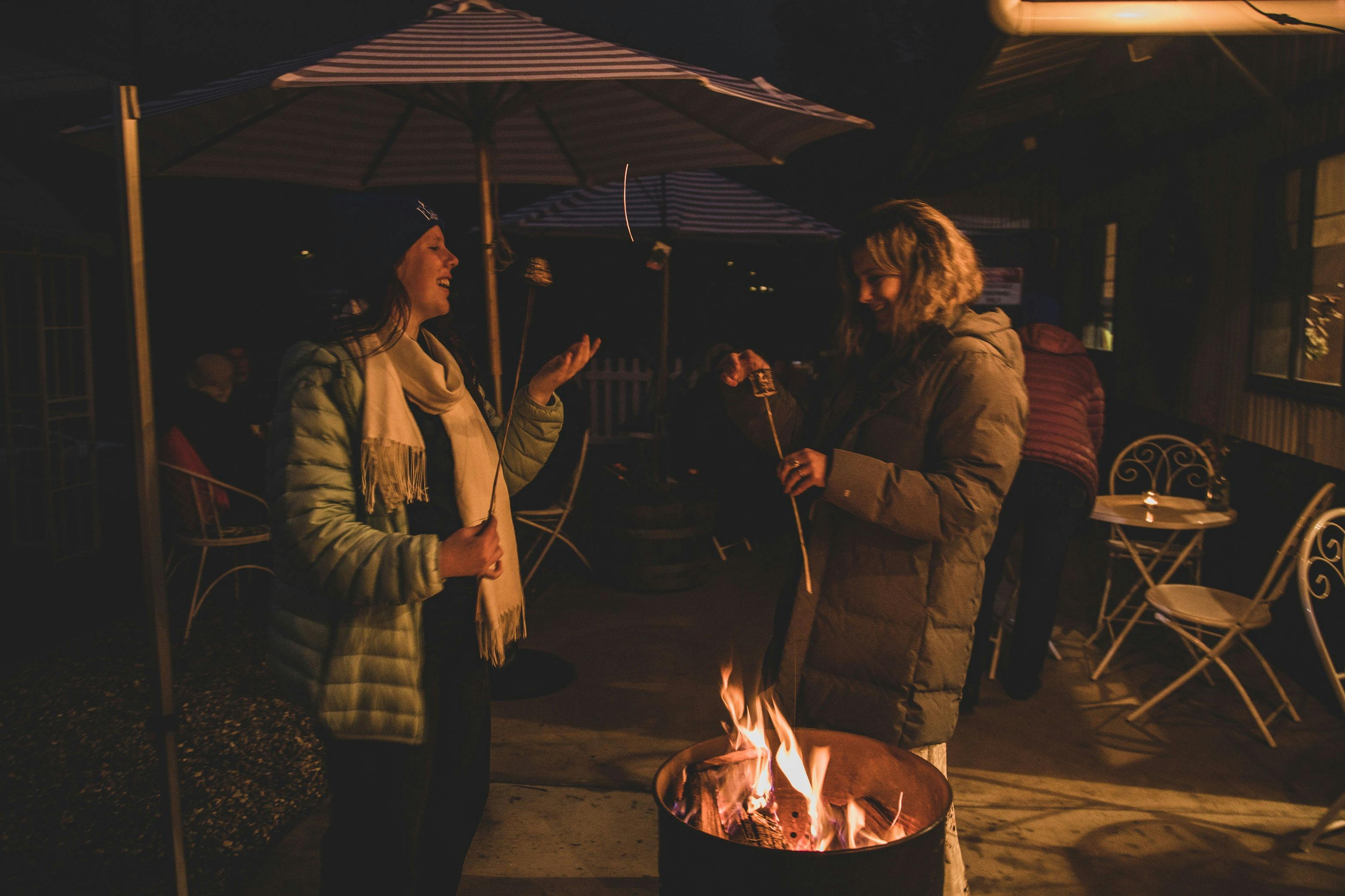fire pit roasting marshmallow