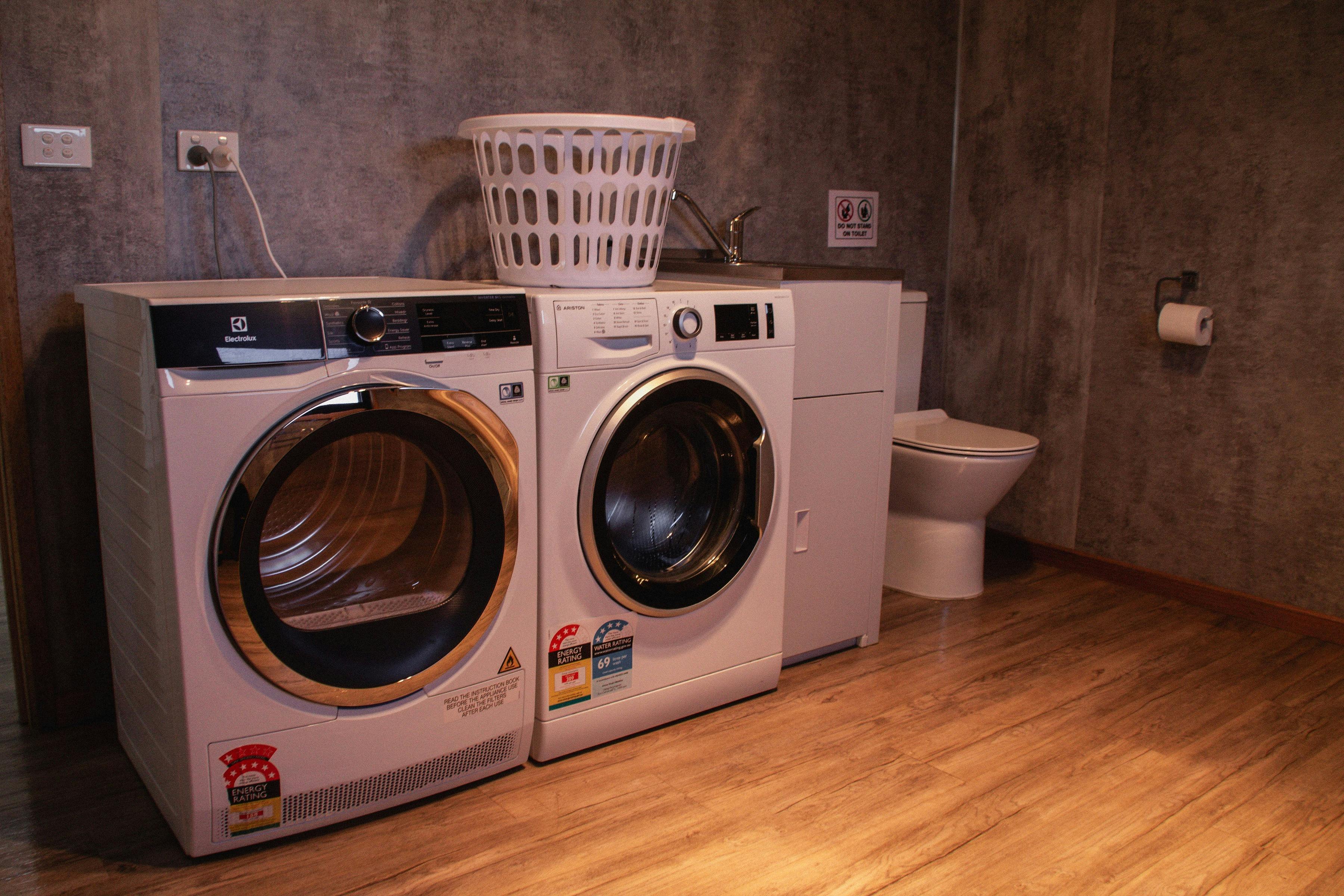 Laundry with washing machine and dryer for guest use