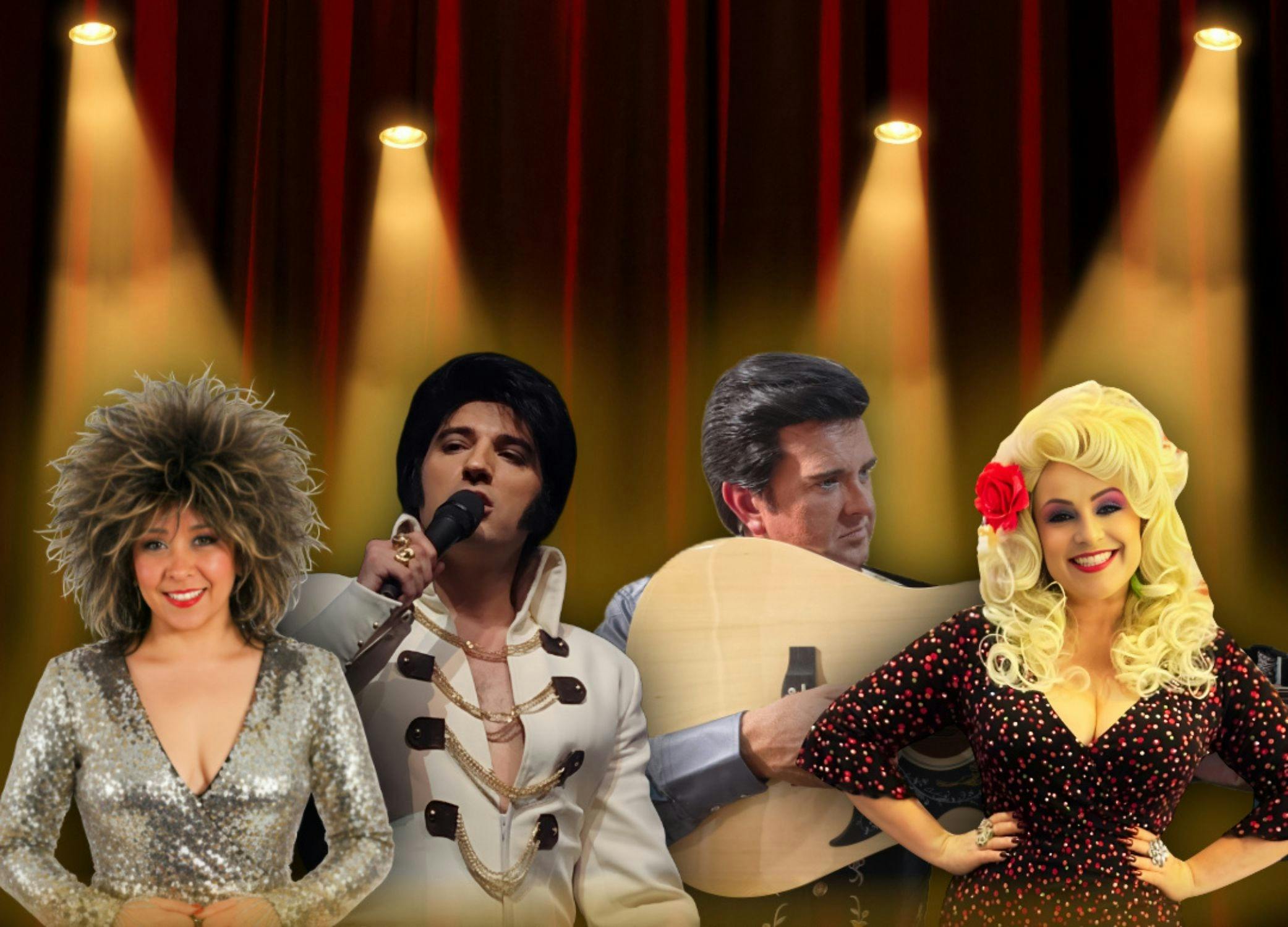 Four tribute musicians on stage