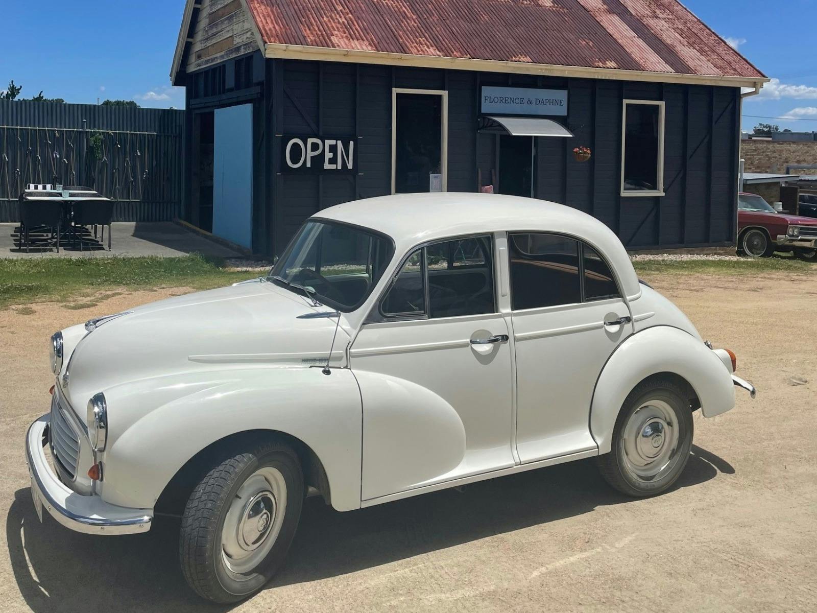 Vintage Tours parked outside artisan shop in Stanthorpe