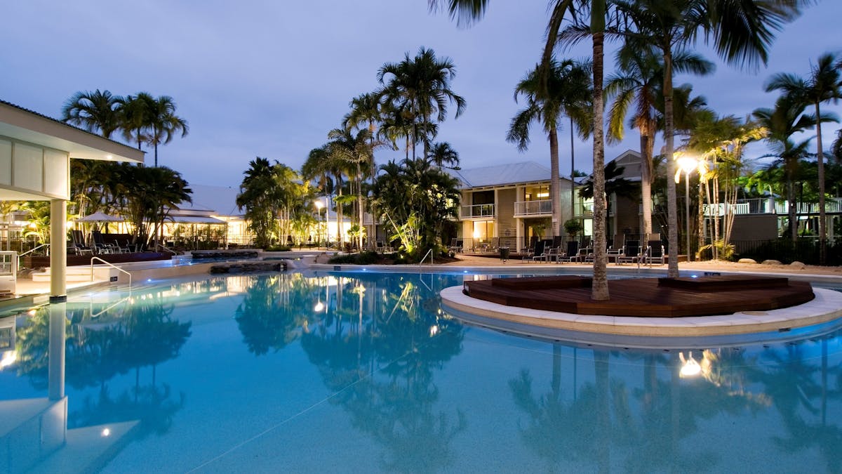Lagoon Style pool at sunset