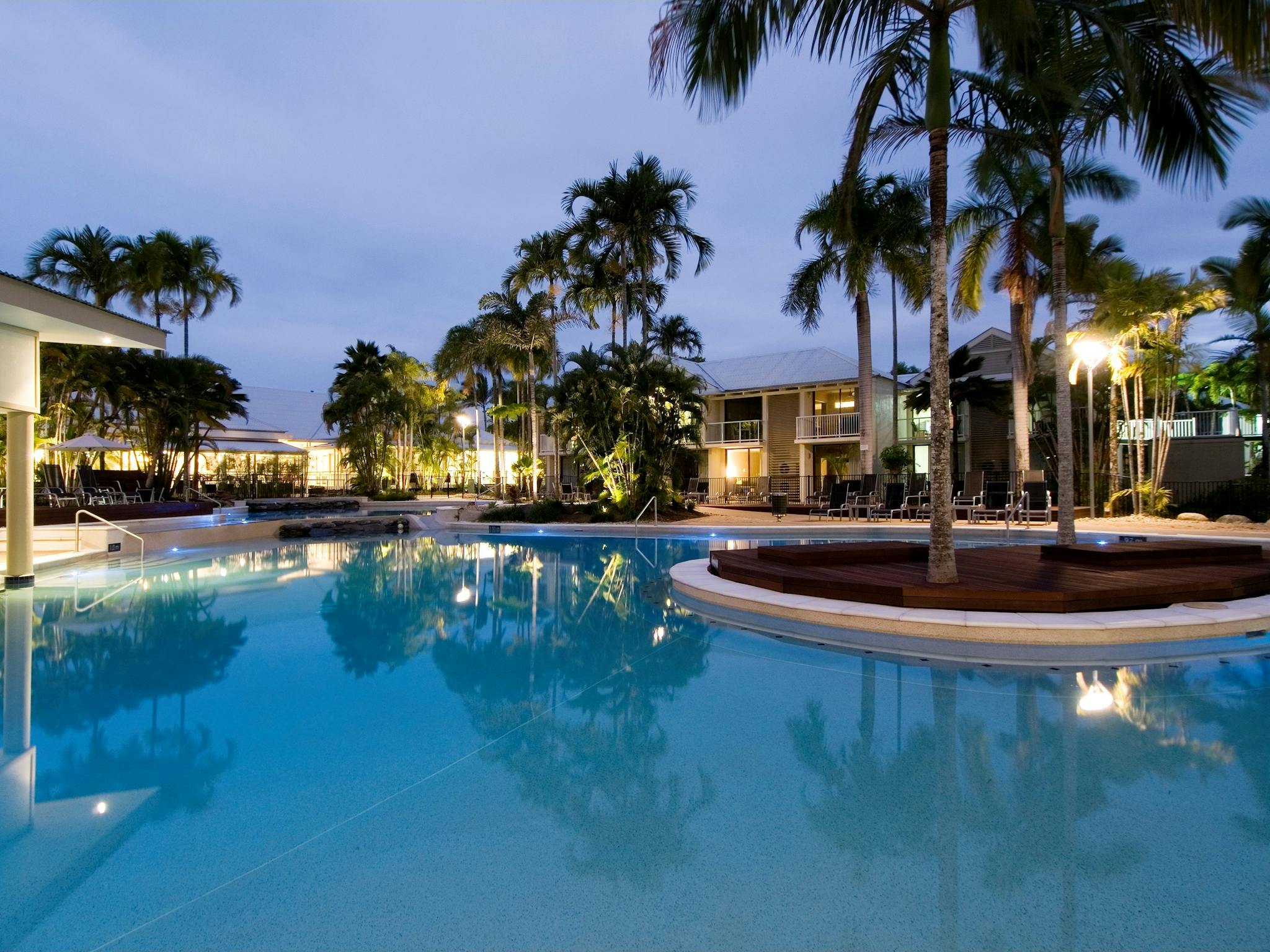 Lagoon Style pool at sunset Lagoon Style pool at sunset
