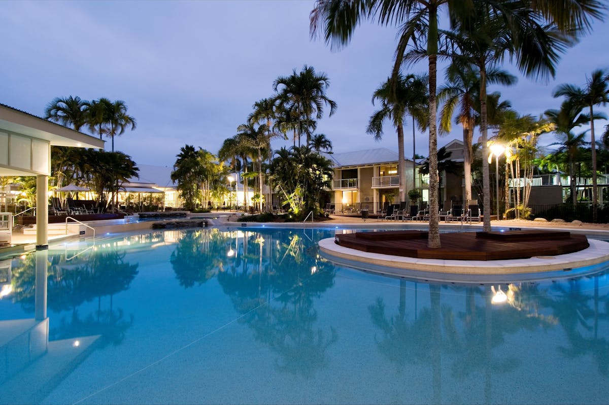 Lagoon Style pool at sunset