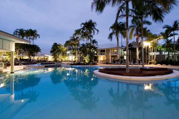 Lagoon Style pool at sunset