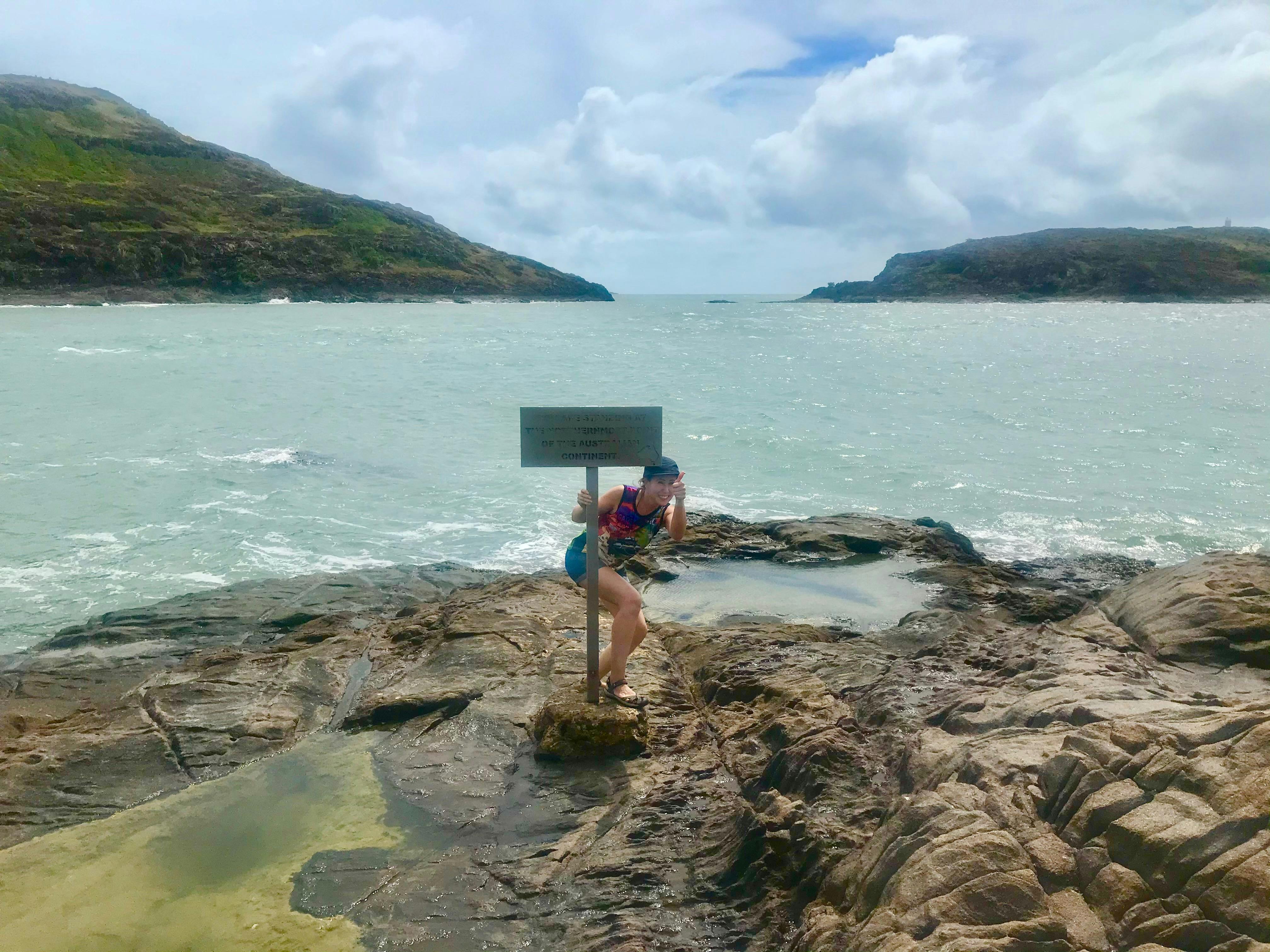 Cape York Tour photo of guest at the most northern 'tip' of Australia