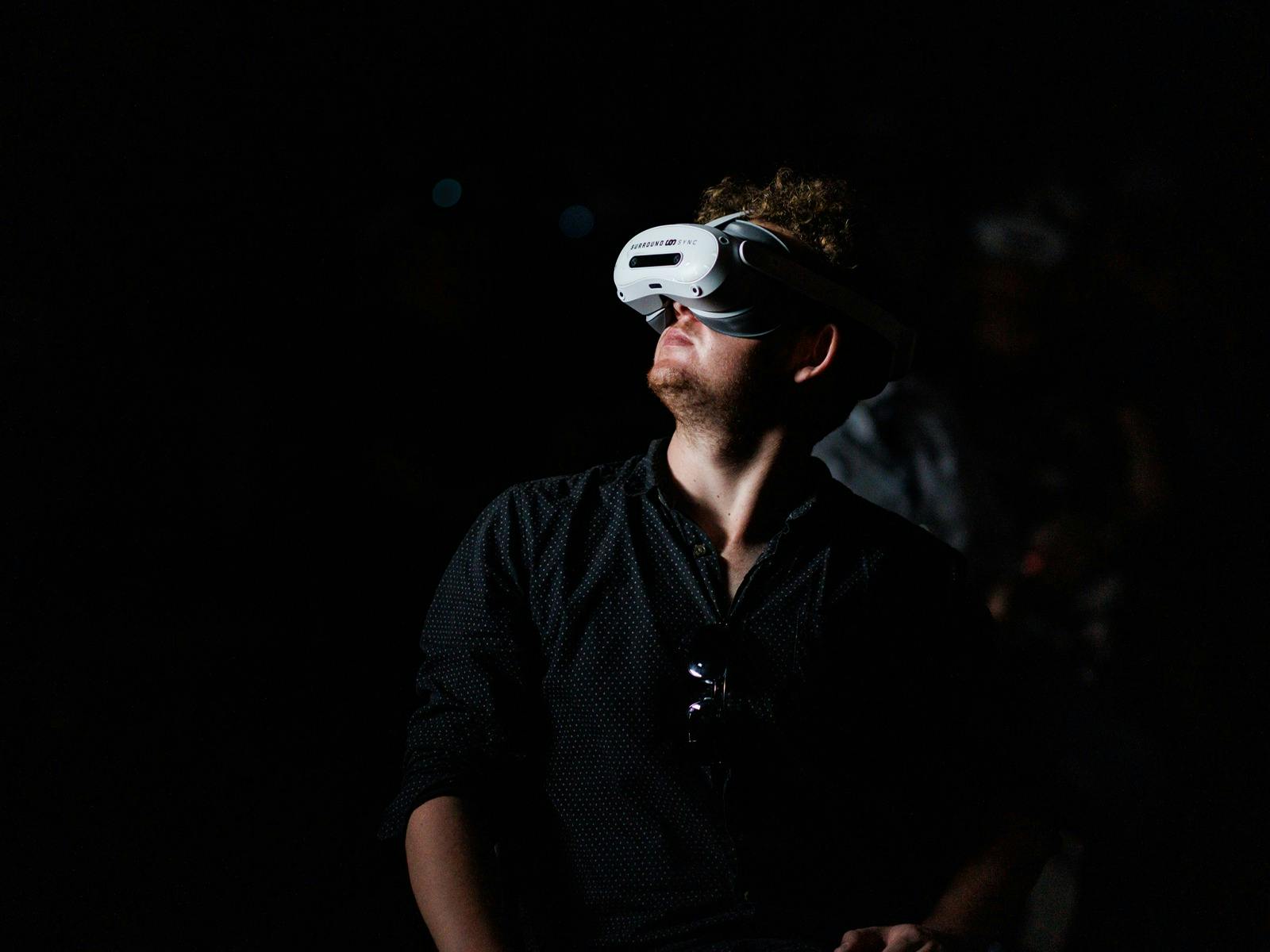 a person wearing a VR headset
