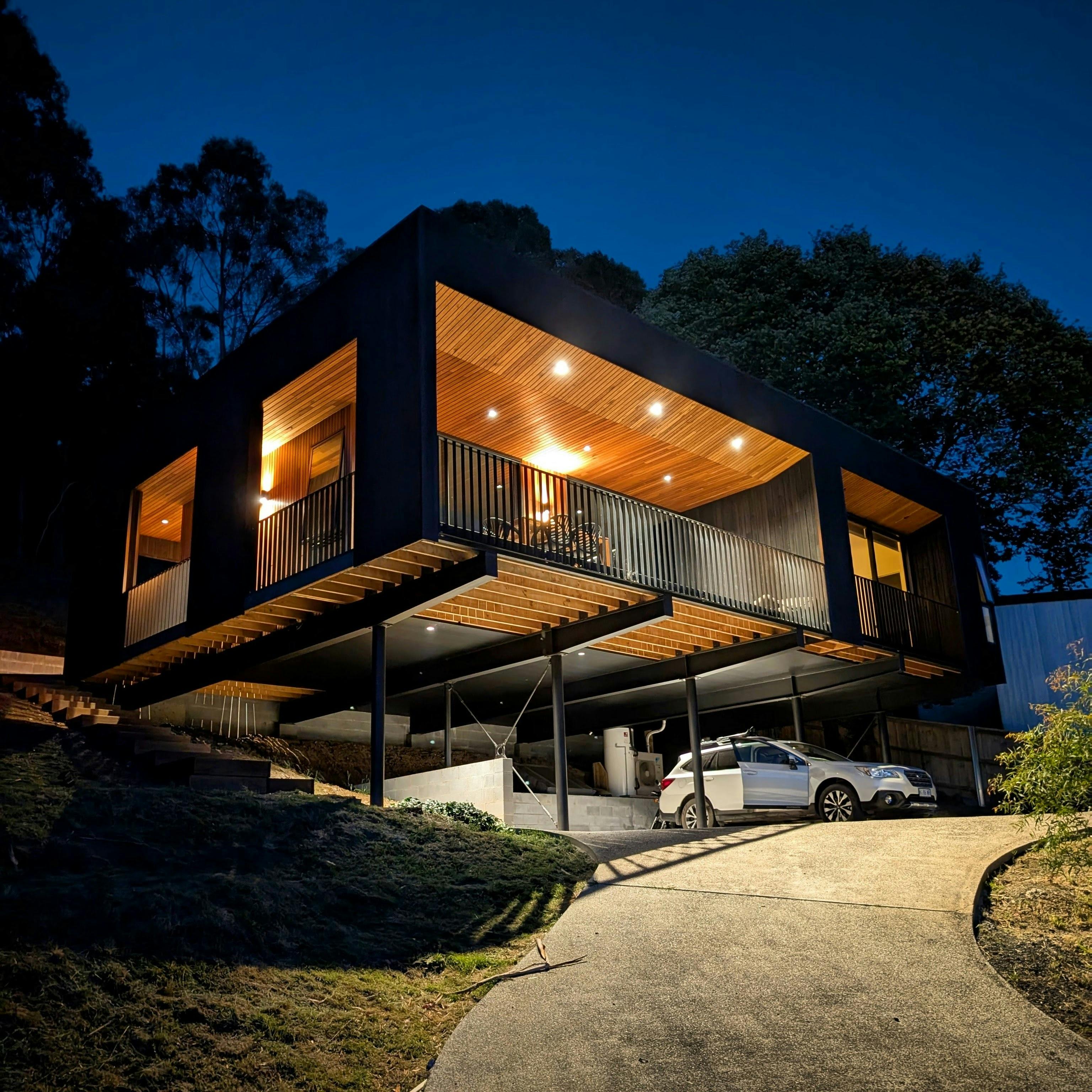 Gorge House at night