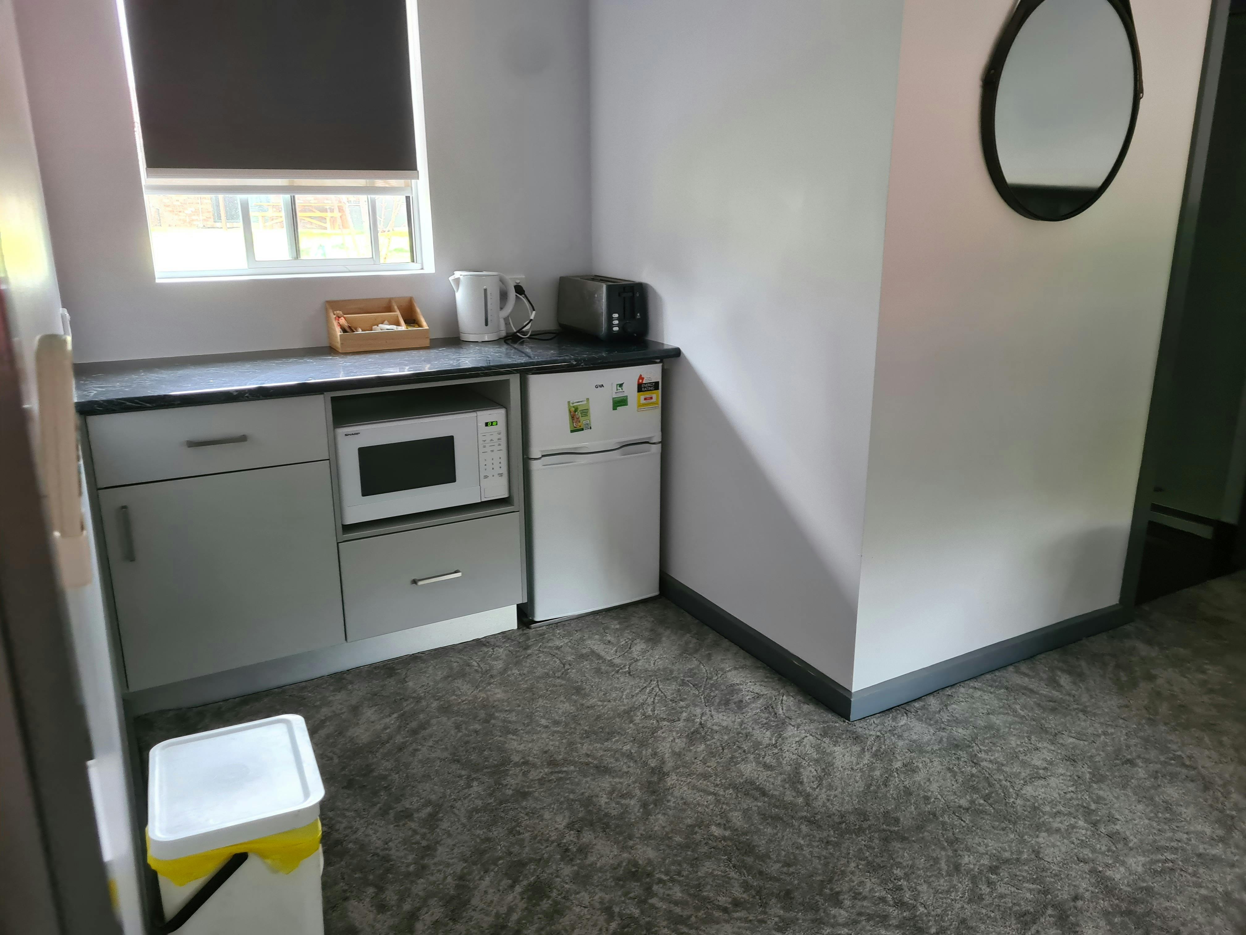 One bedroom motel kitchenette