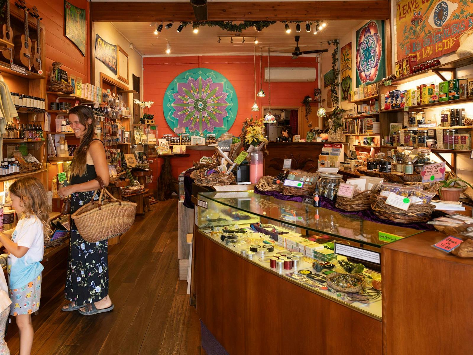 Young family exploring the diverse stock in the store