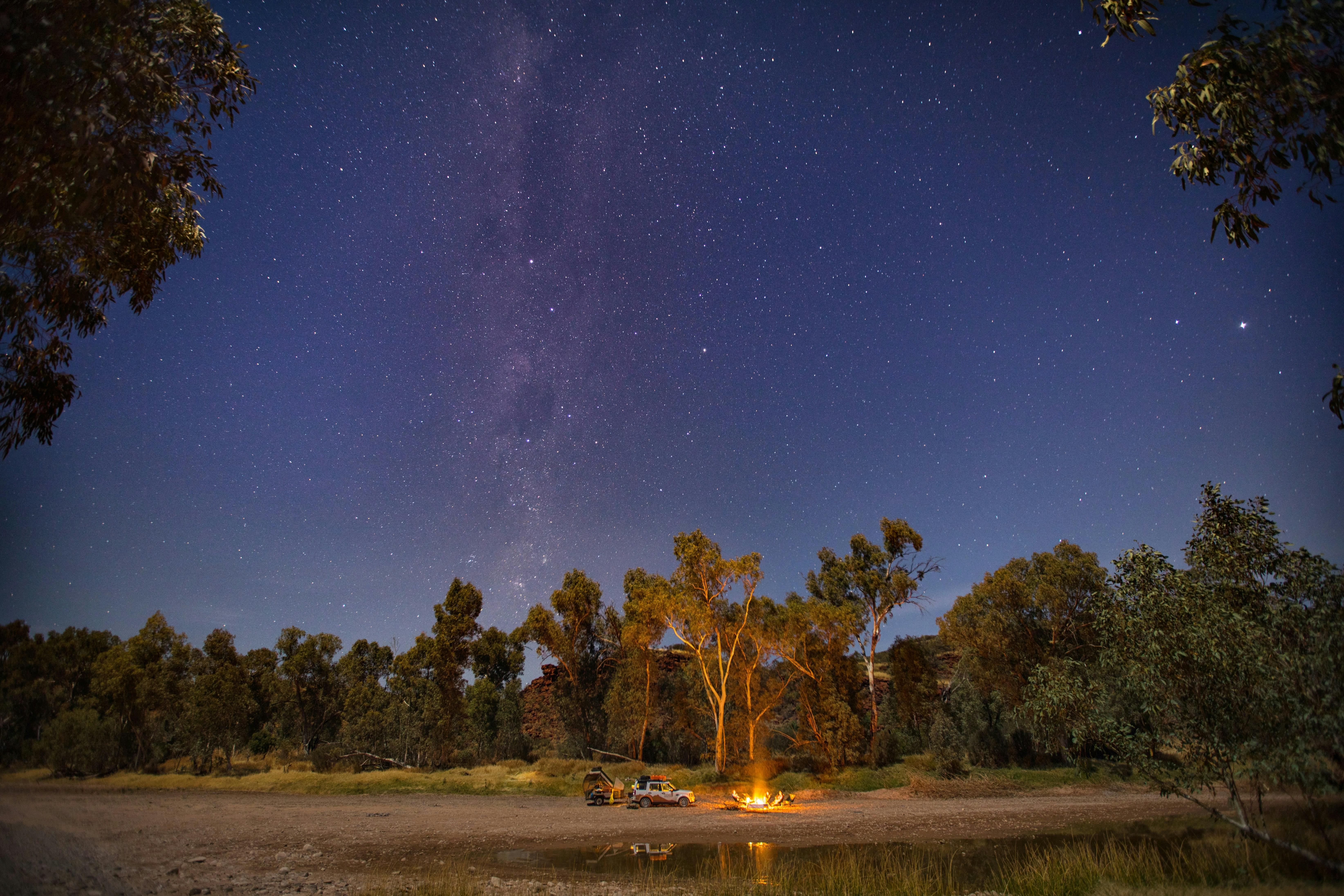 milky way and campfire