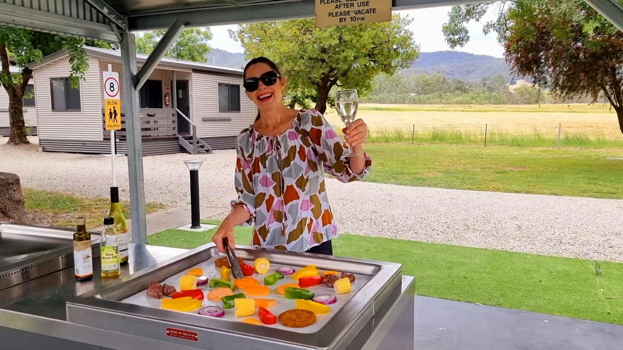Valley View Caravan Park barbeque with Prosecco
