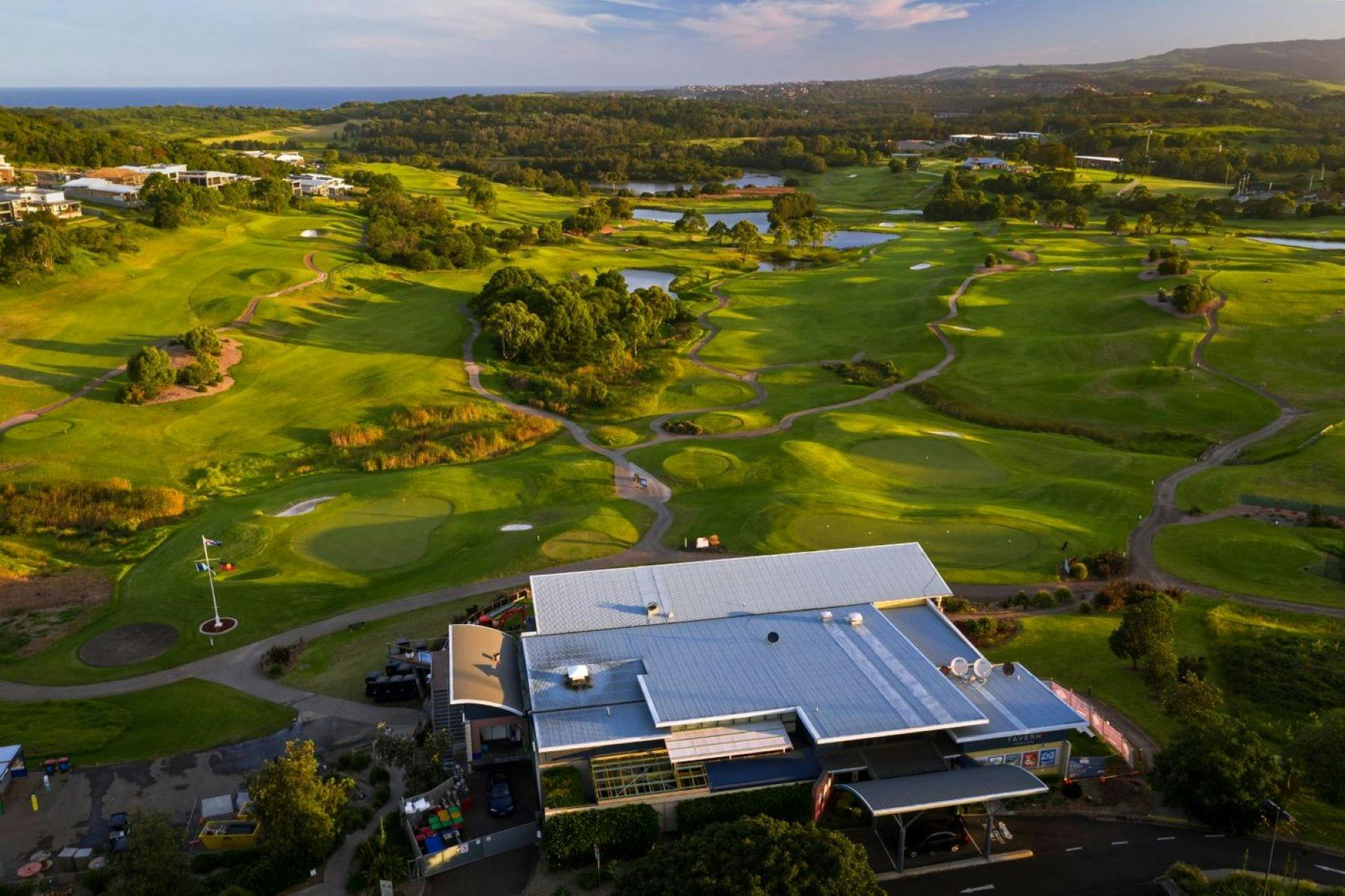 Aerial view with the Club house at The Links Shell Cove