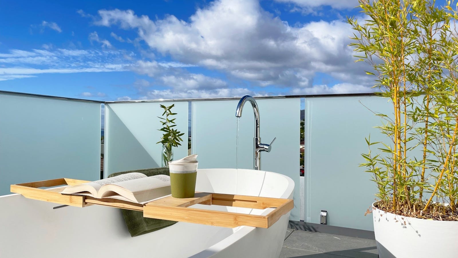 Rooftop, open air baths in the Penthouses