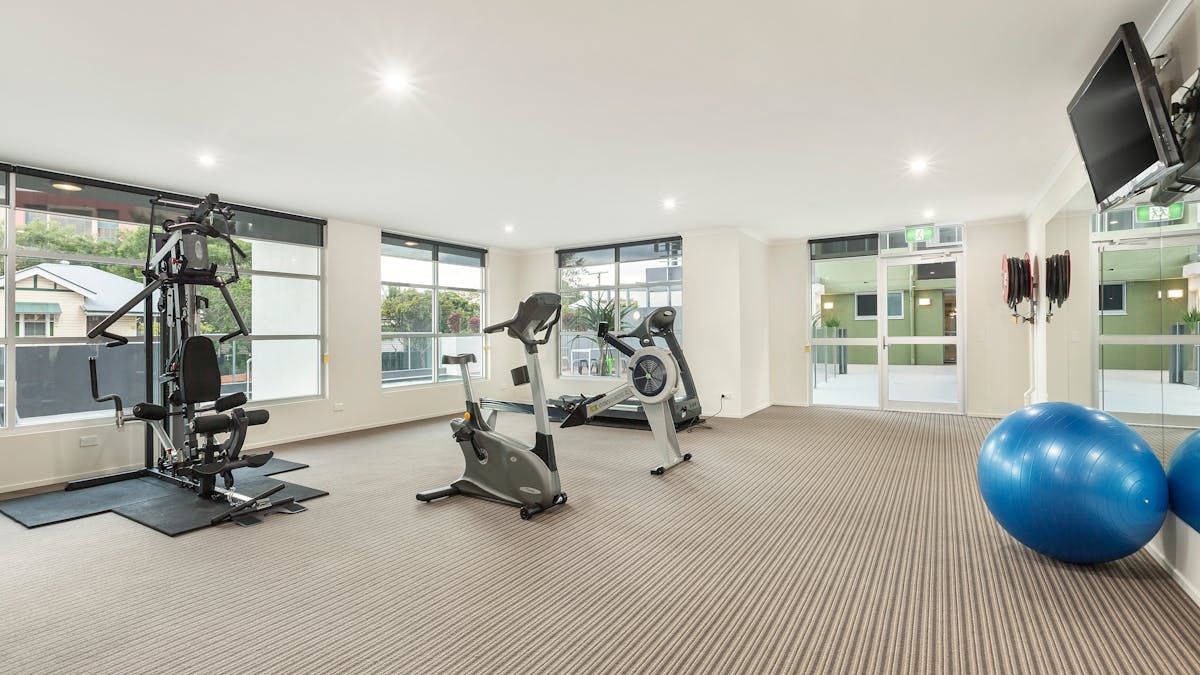Gym, showing workout equipment