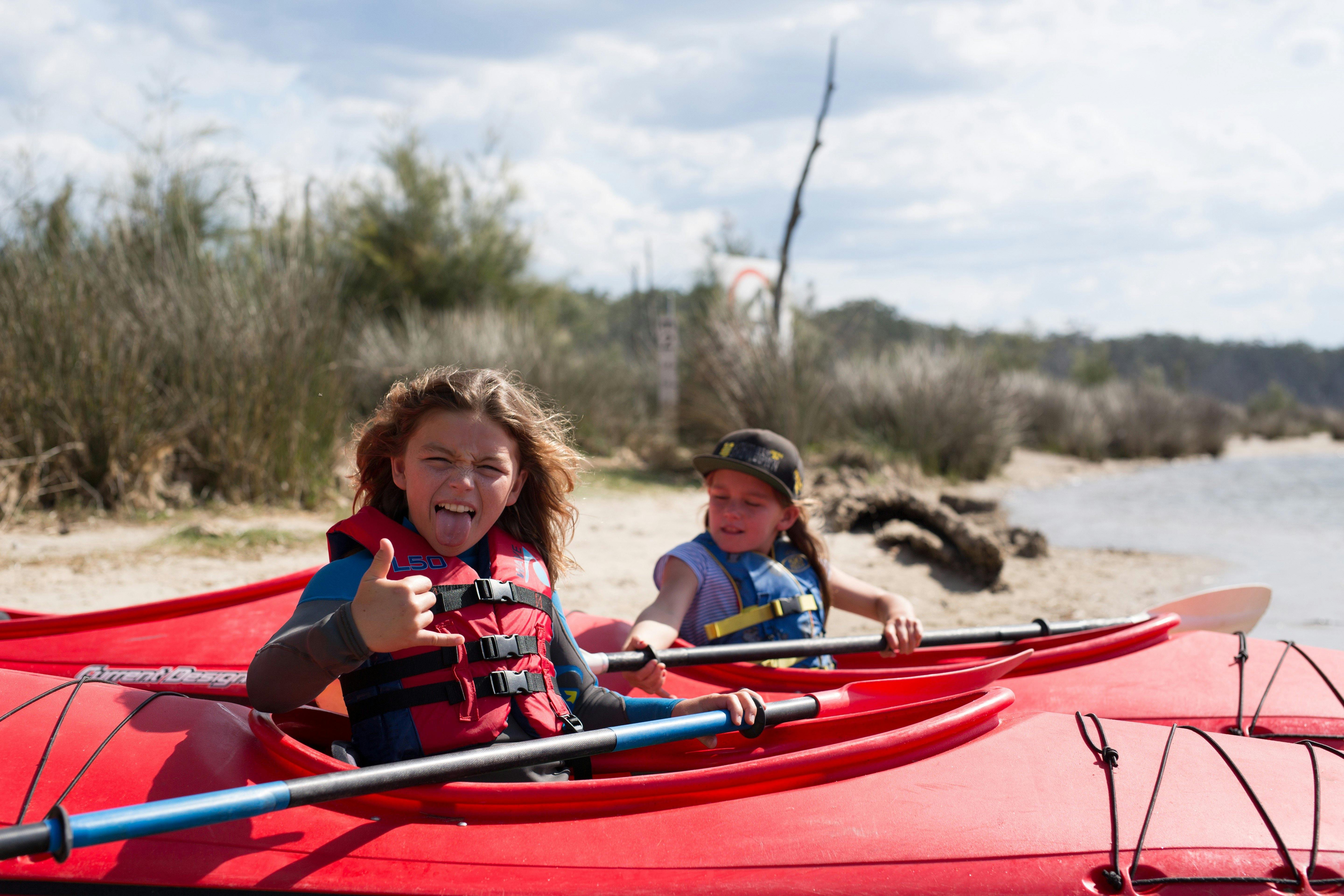 Family fun safe double kayak seakayak hire rental Durras Murramurang