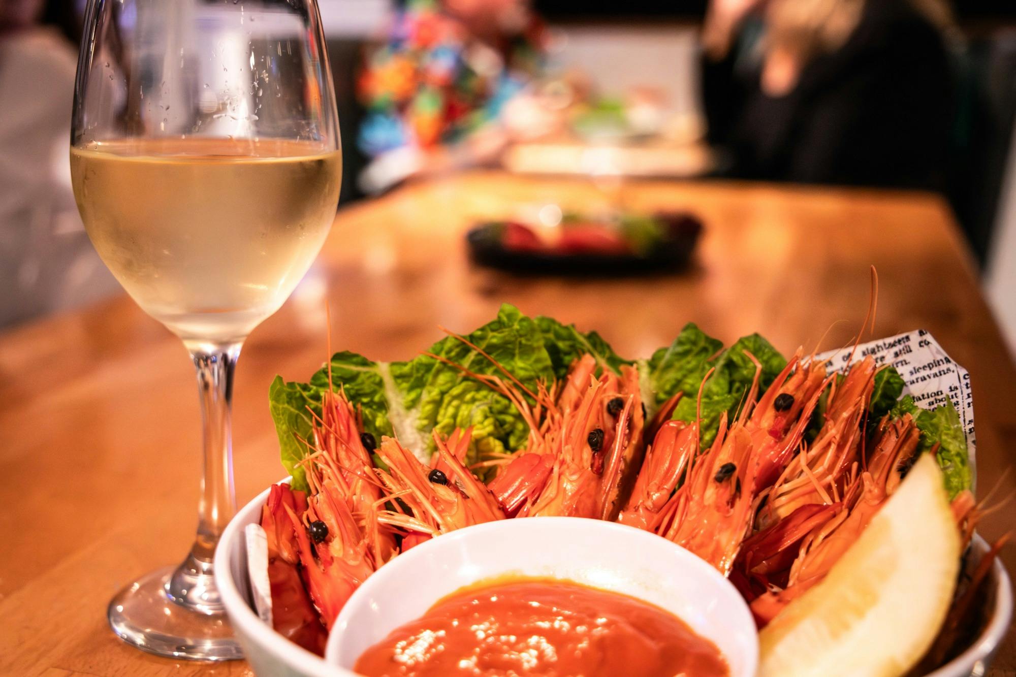 Prawns & Glass of Wine