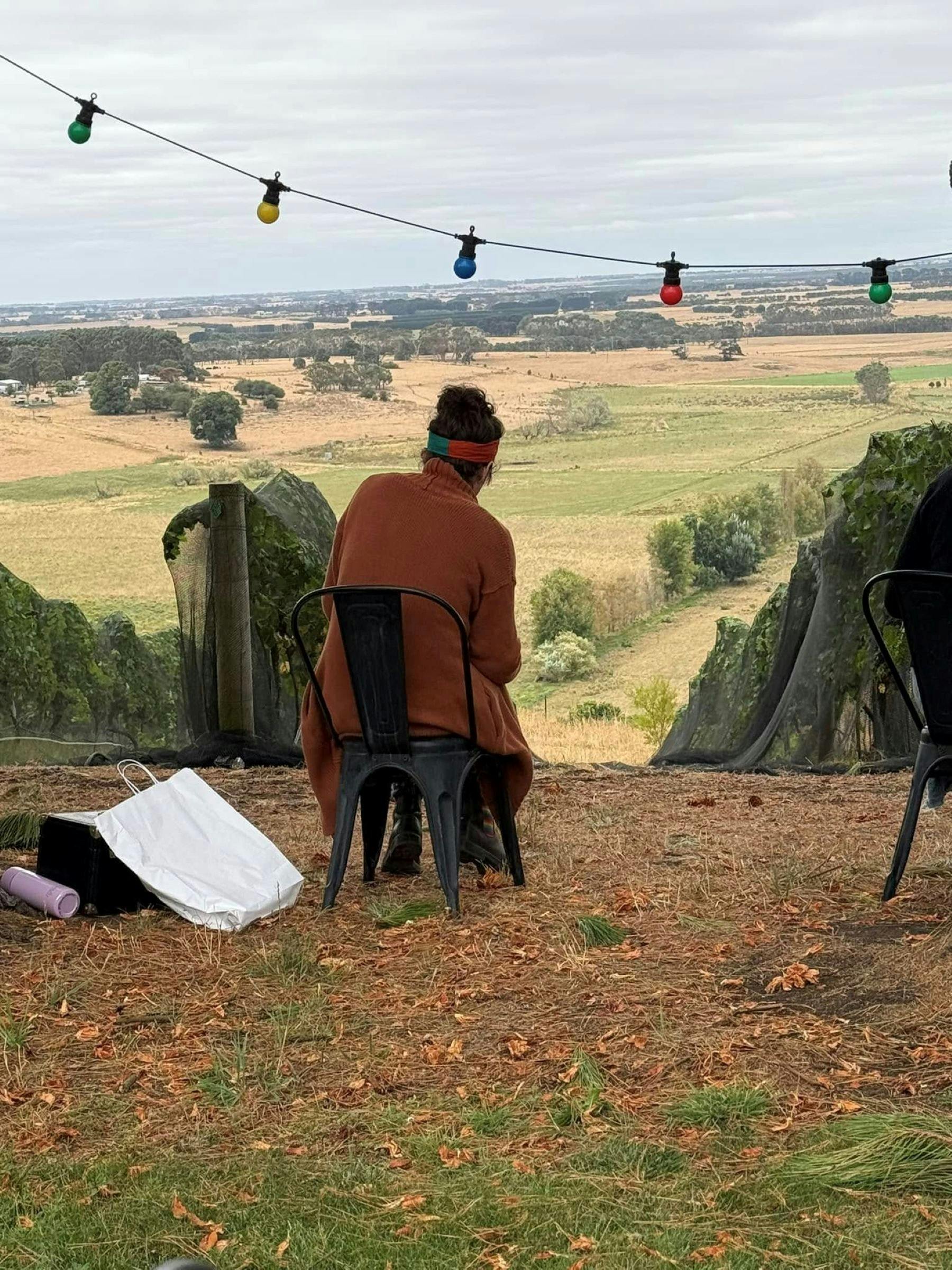 Painting looking over the vineyard