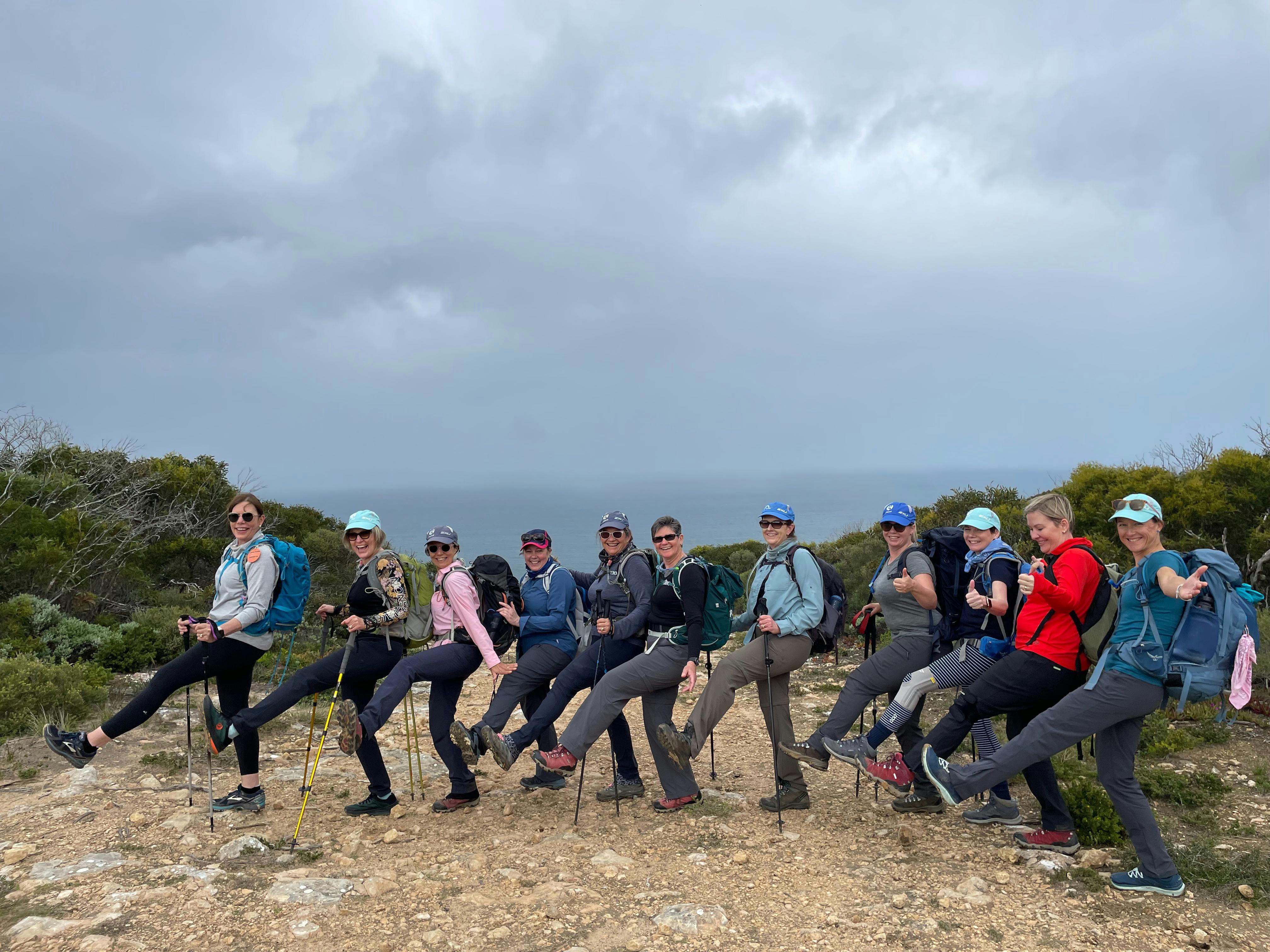 Fun group posing on the trails