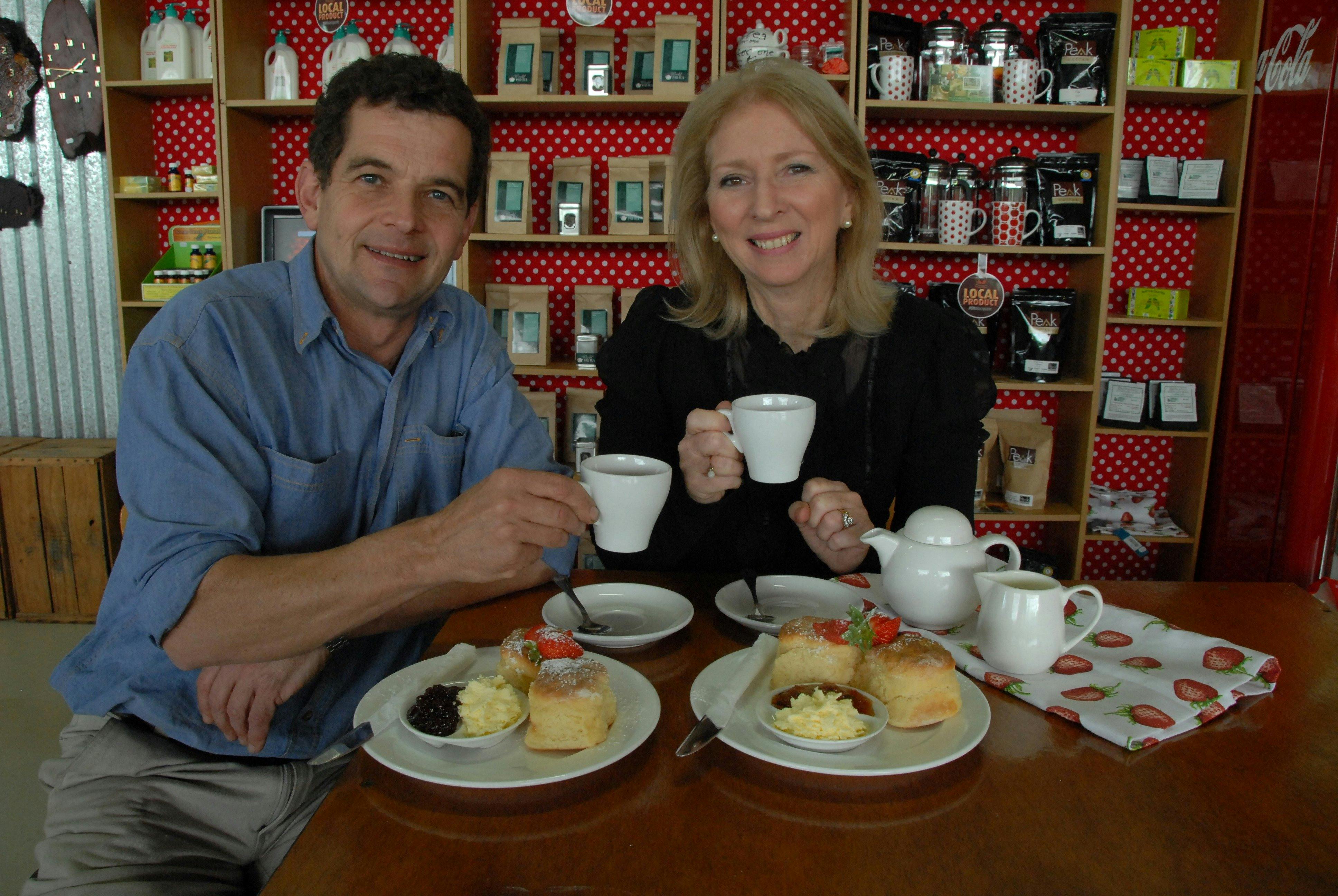 Devonshire Tea with farmhouse scones, farm-fresh strawberries & cream, and cakes and barista  coffee