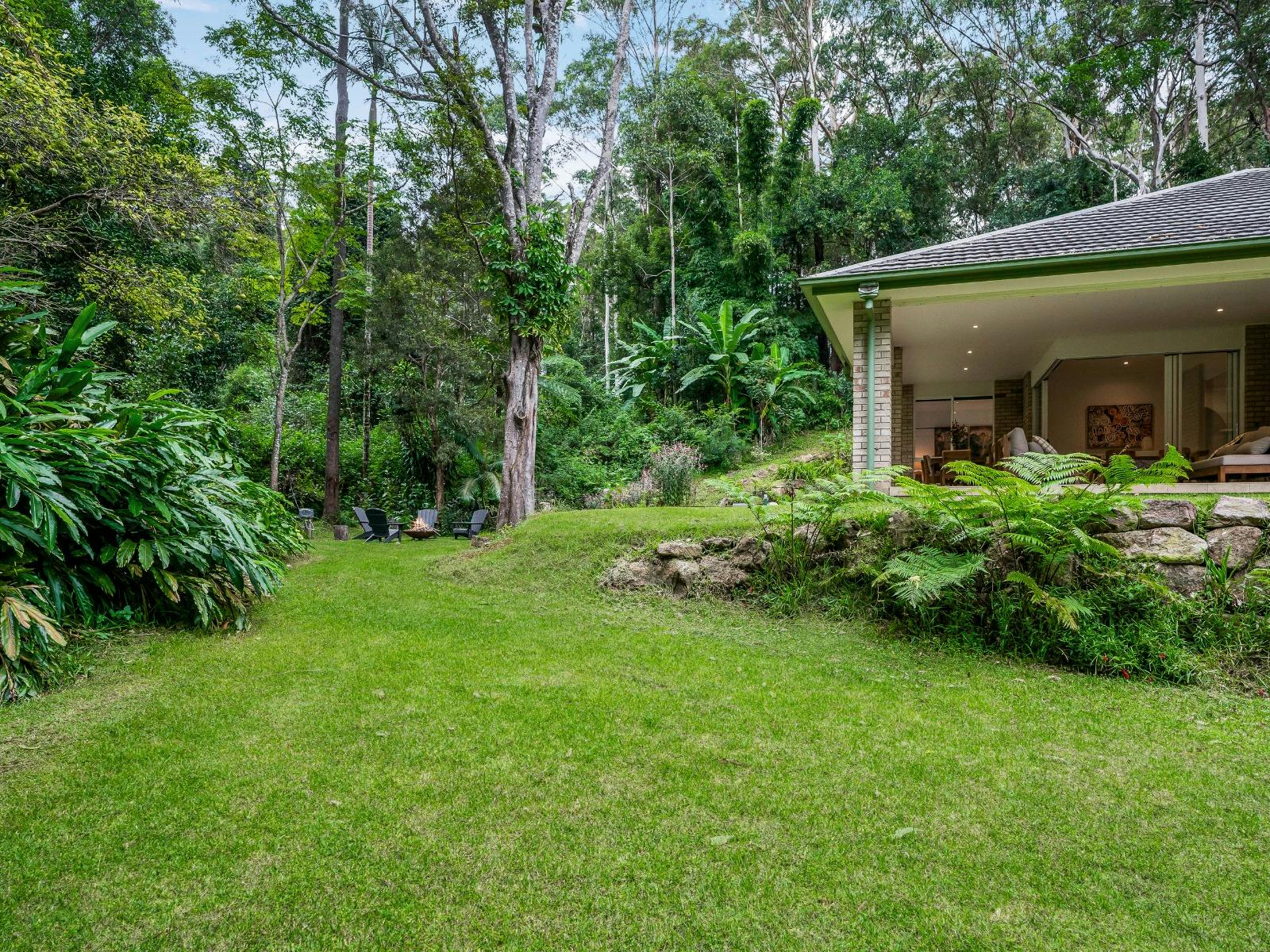 Home surrounded by towering gums and sub tropical rainforest