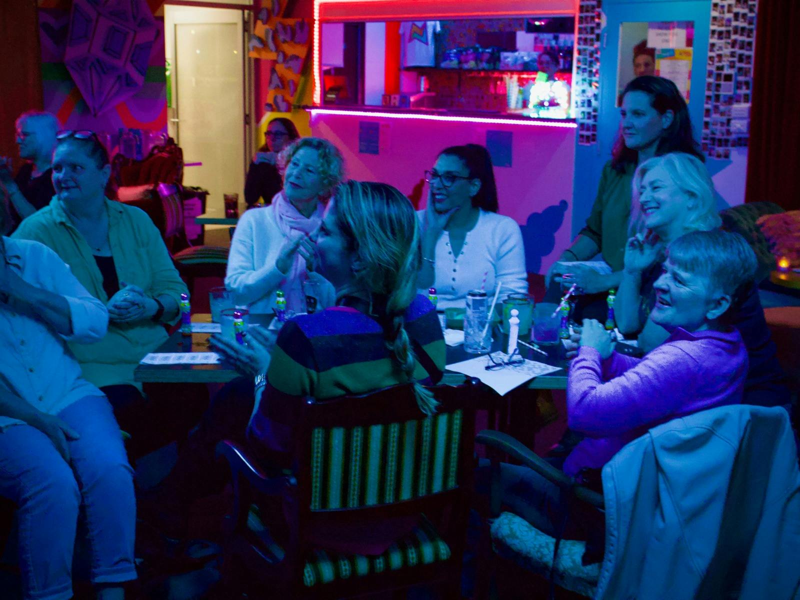 a group of customers at Beau's