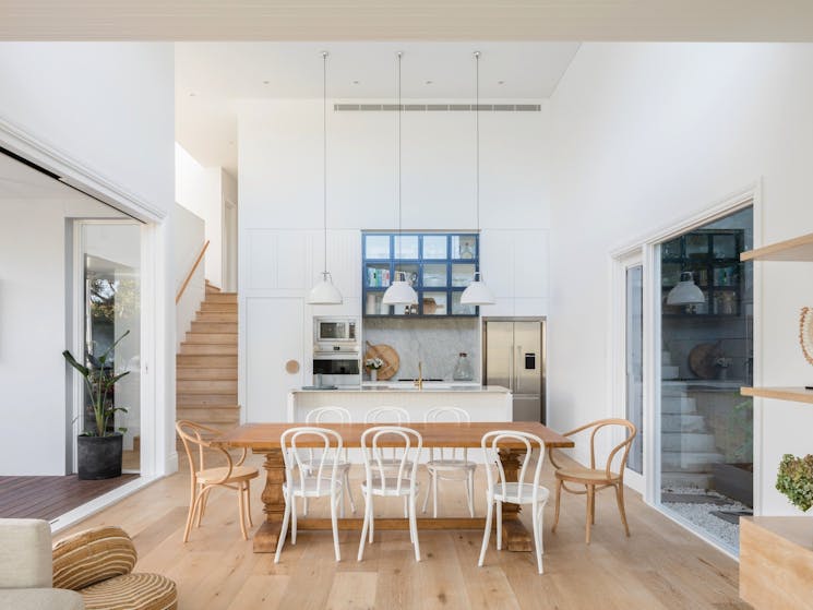 The expansive open plan kitchen and dining area