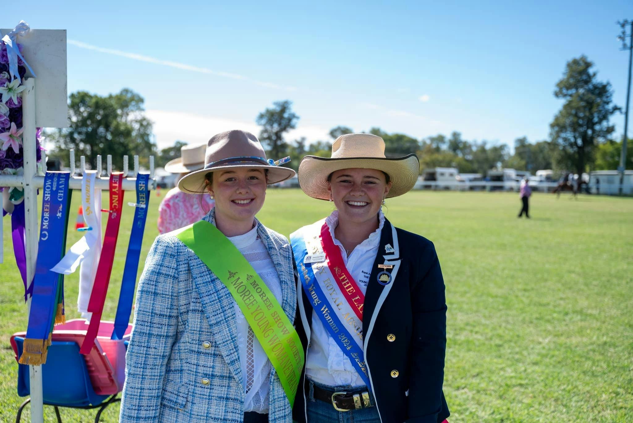 Two women with ribbons at Moree Show