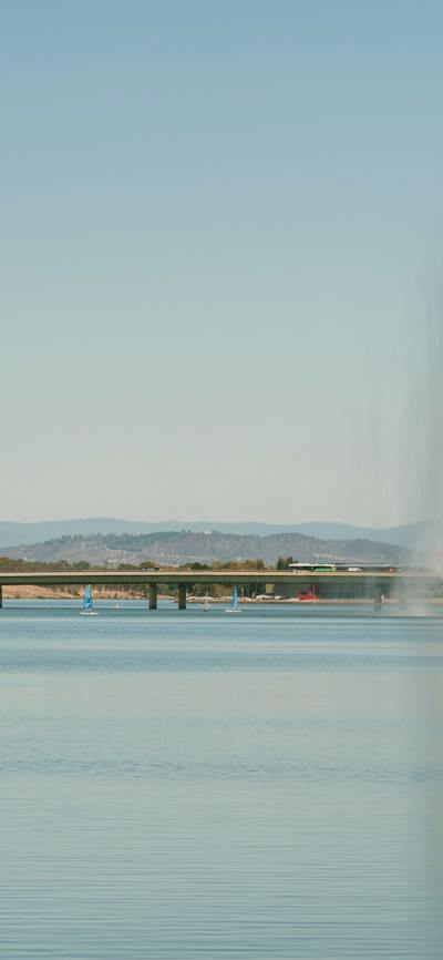 A lake with a fountain