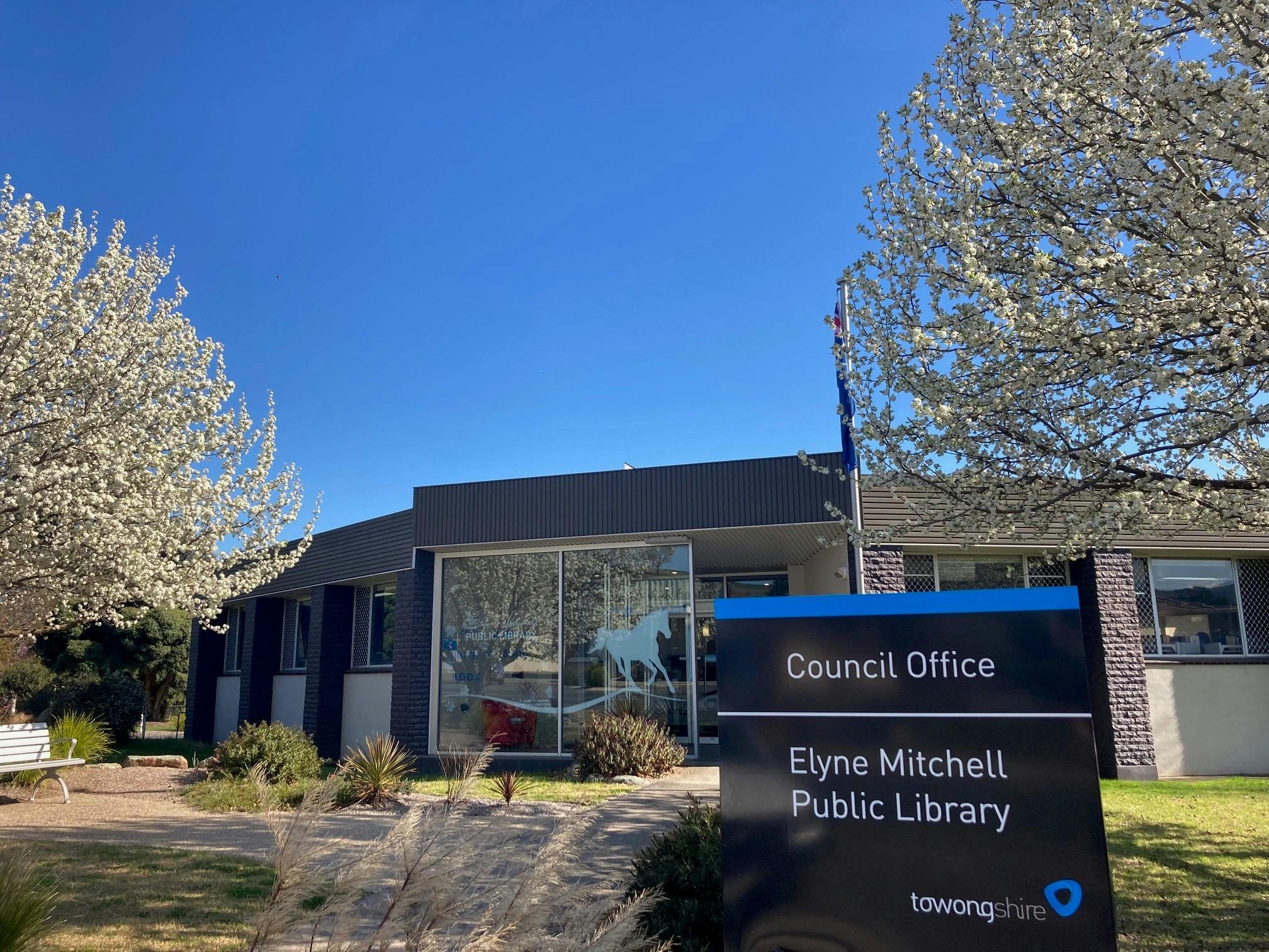 Entrance to the Corryong Library - display within