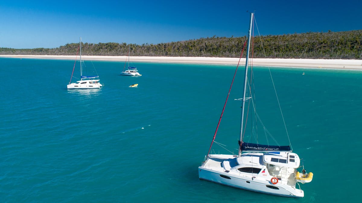 Anchored at Whitehaven Beach