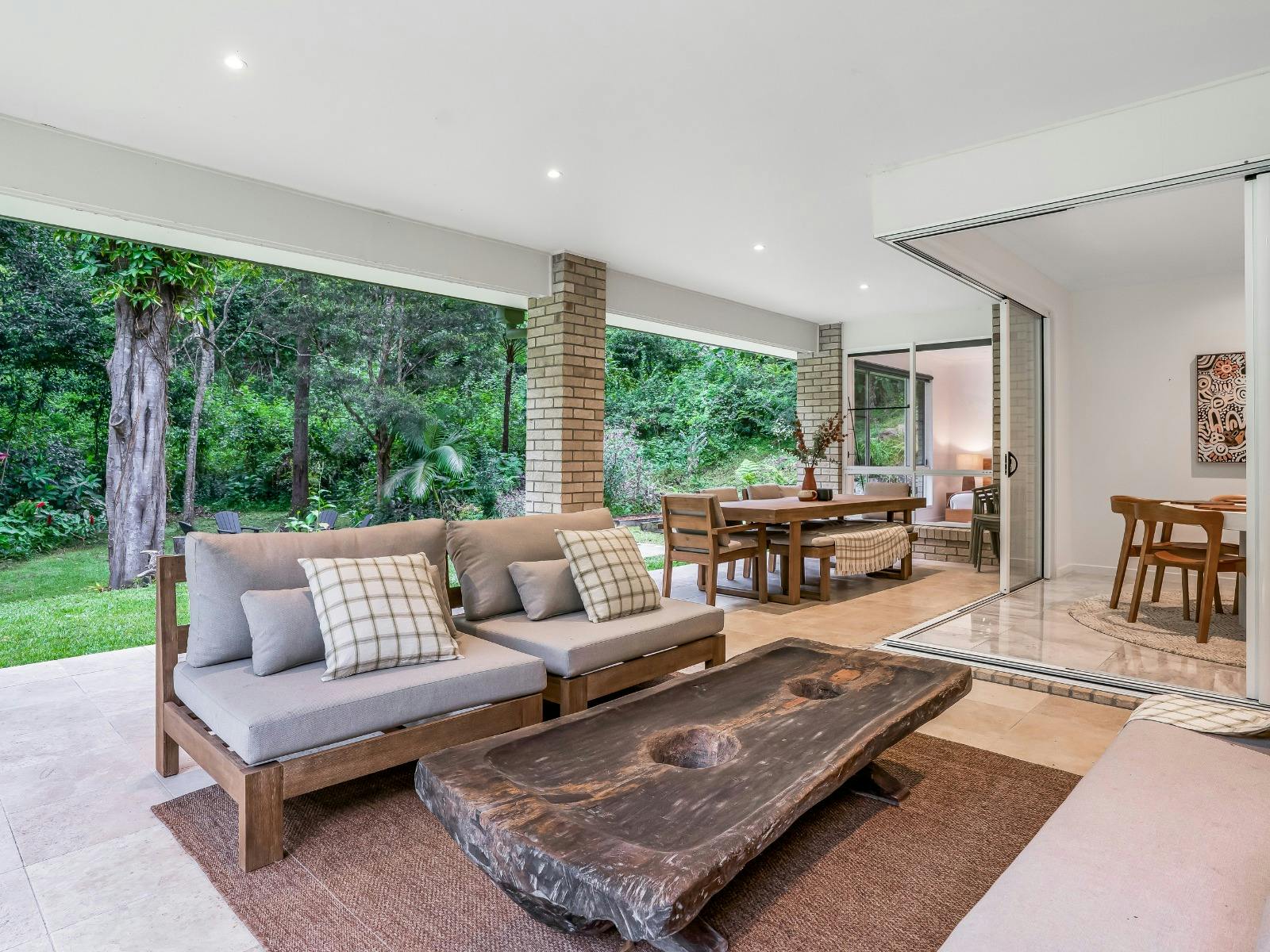 Outdoor lounge and dining areas for indoor/outdoor living