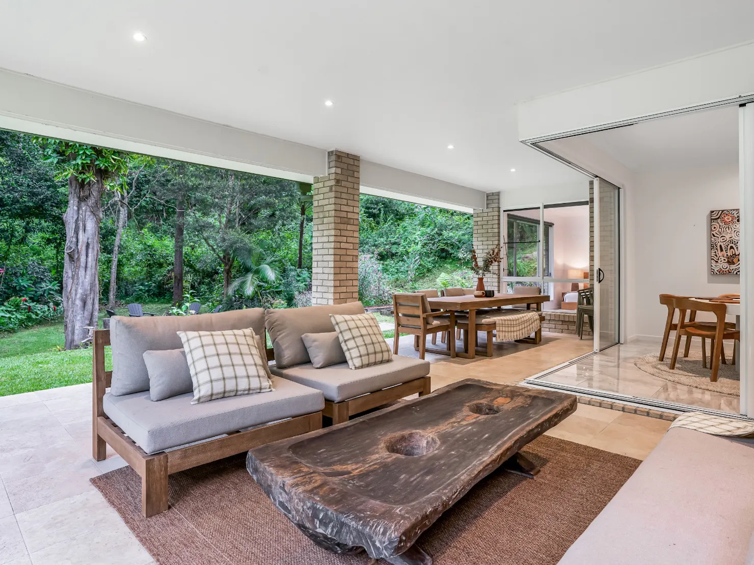 Outdoor lounge and dining areas for indoor/outdoor living