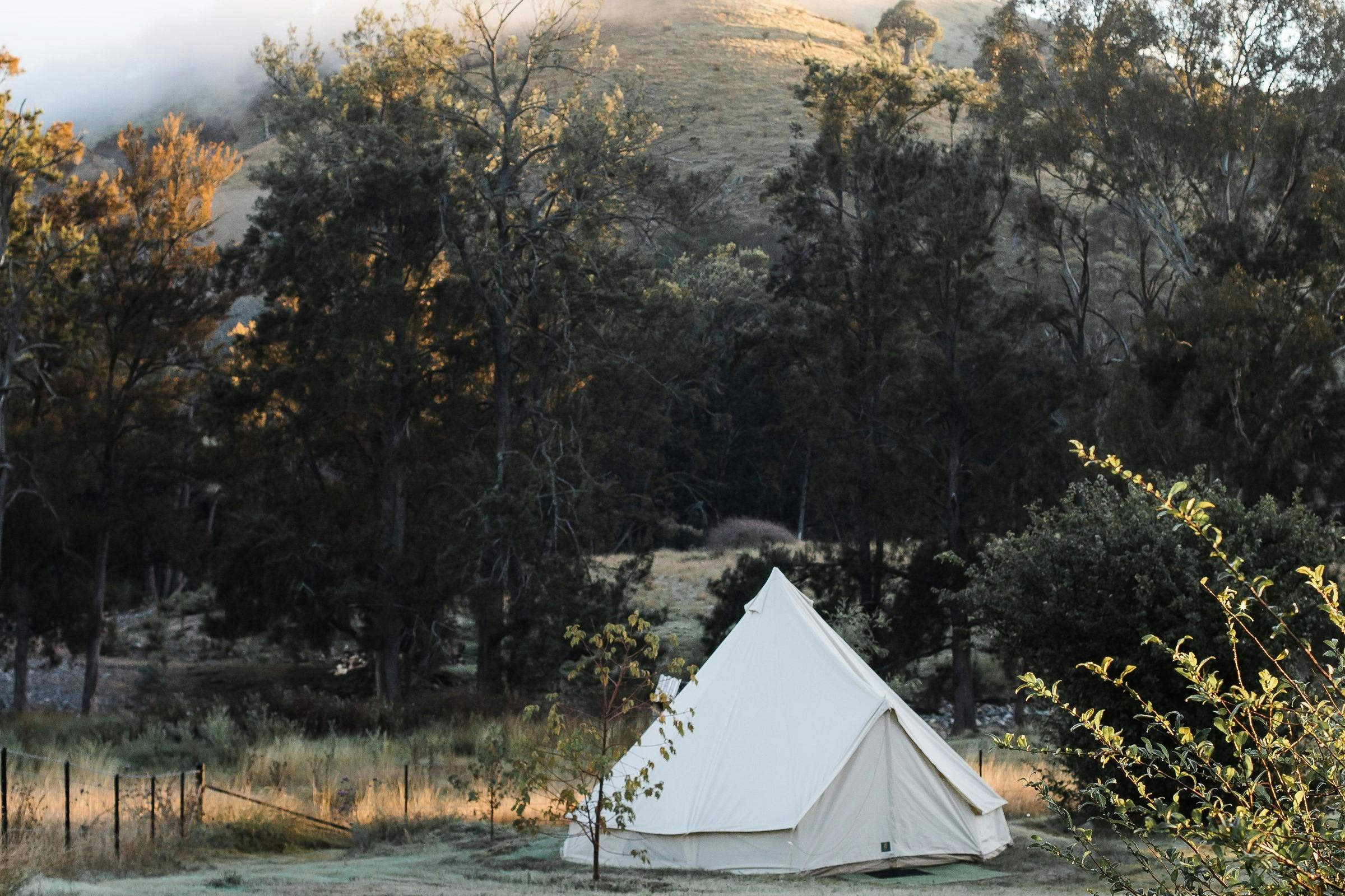 Accomodation is beautifully appointed bell tents with comfy beds and hot water bottles.