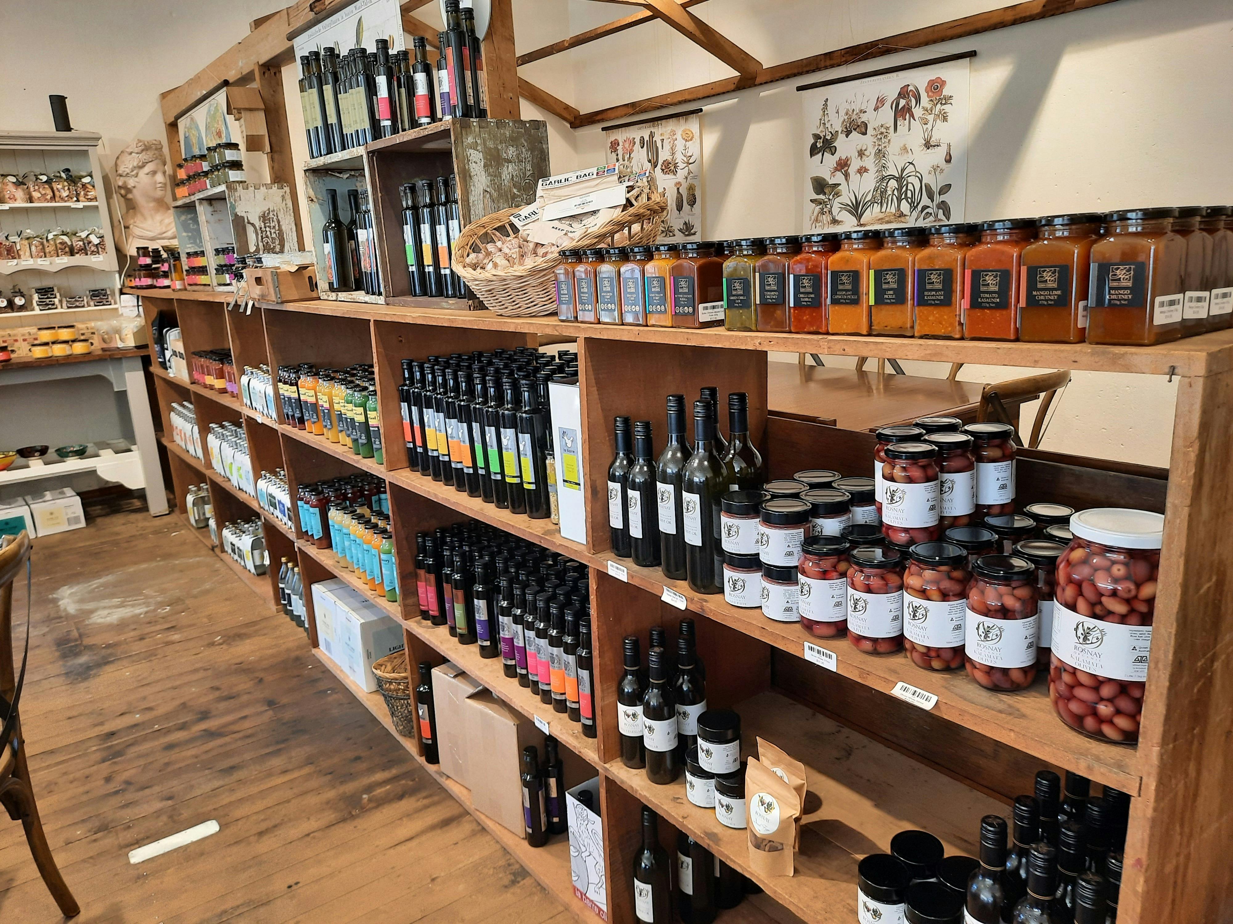 rows of jars on the shelf.