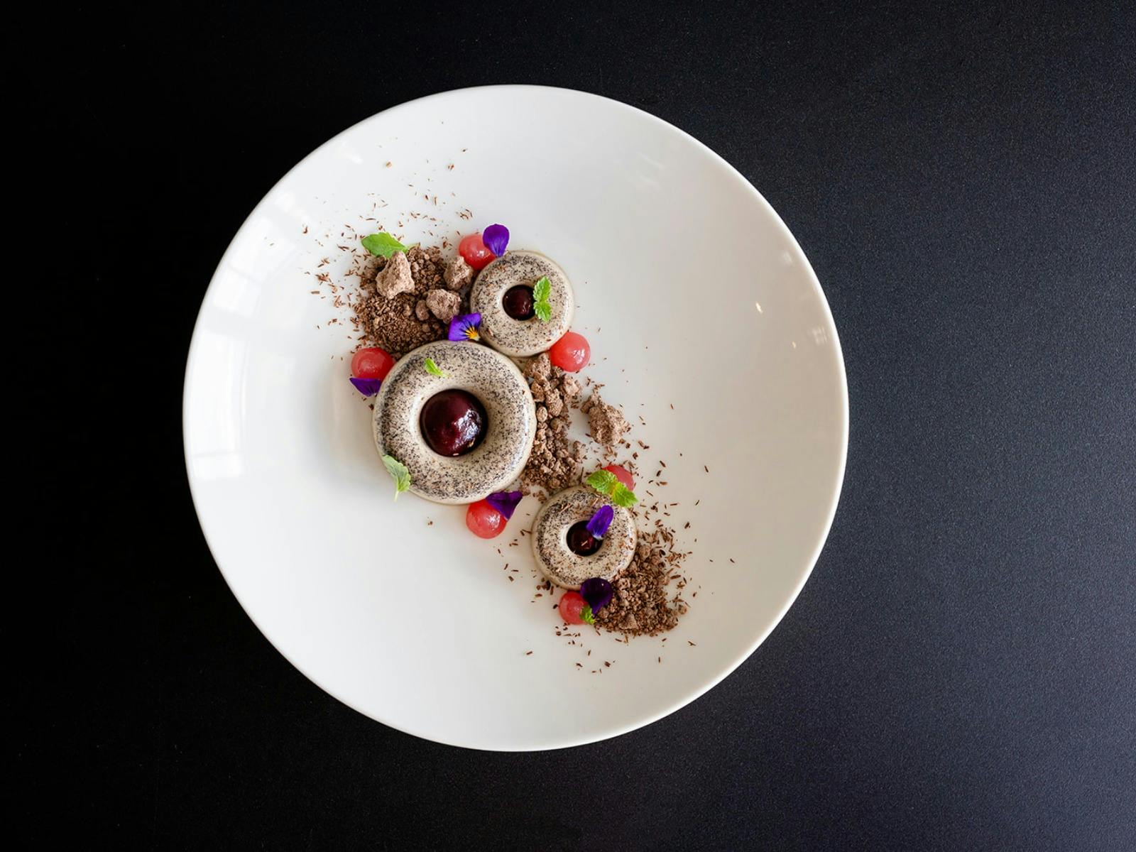 Printhie Dining Degustation showing pepperberry tea custard and bottlebrush gelee