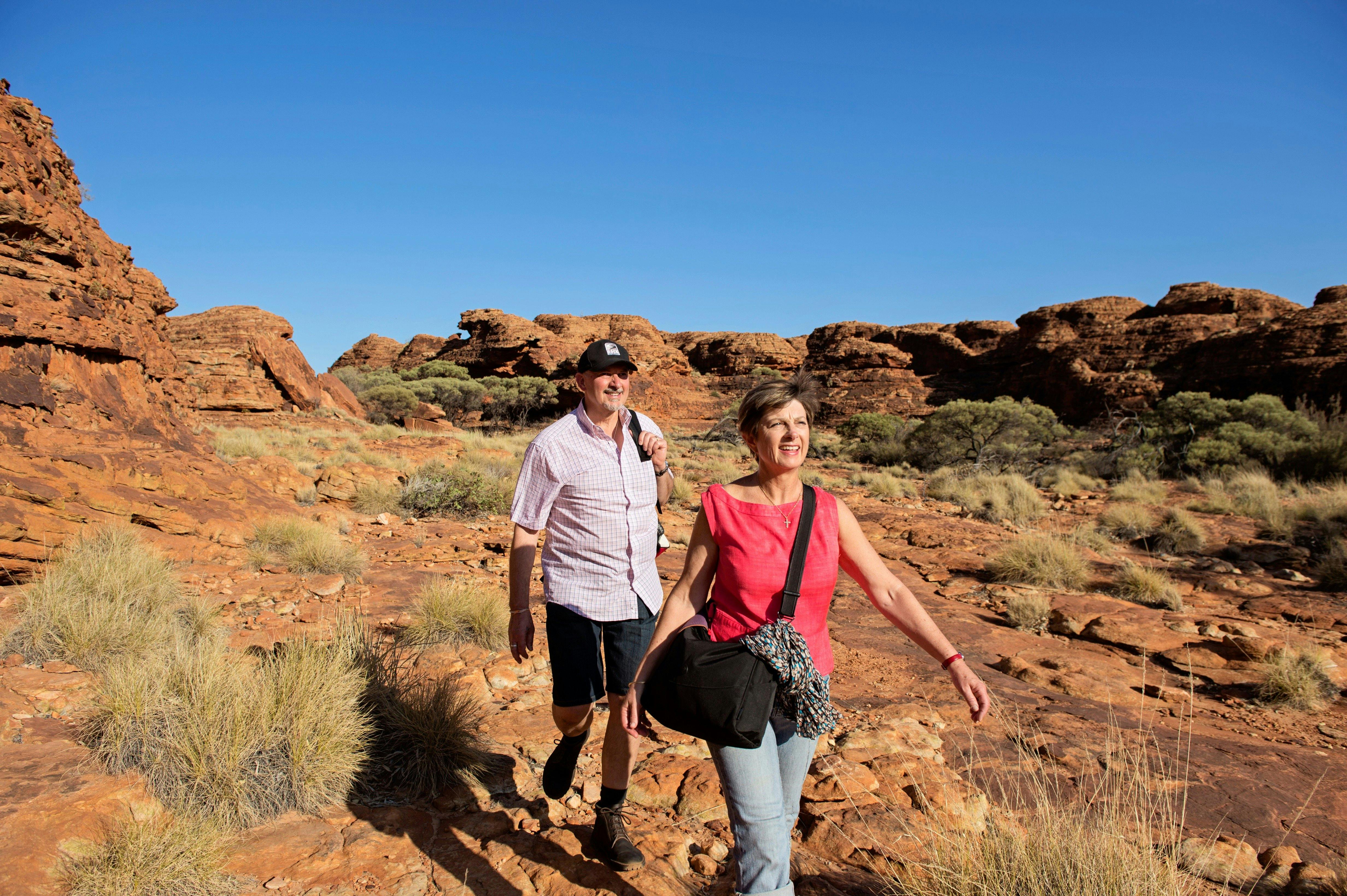 Visitors explore Kings Canyon on the rim walk.