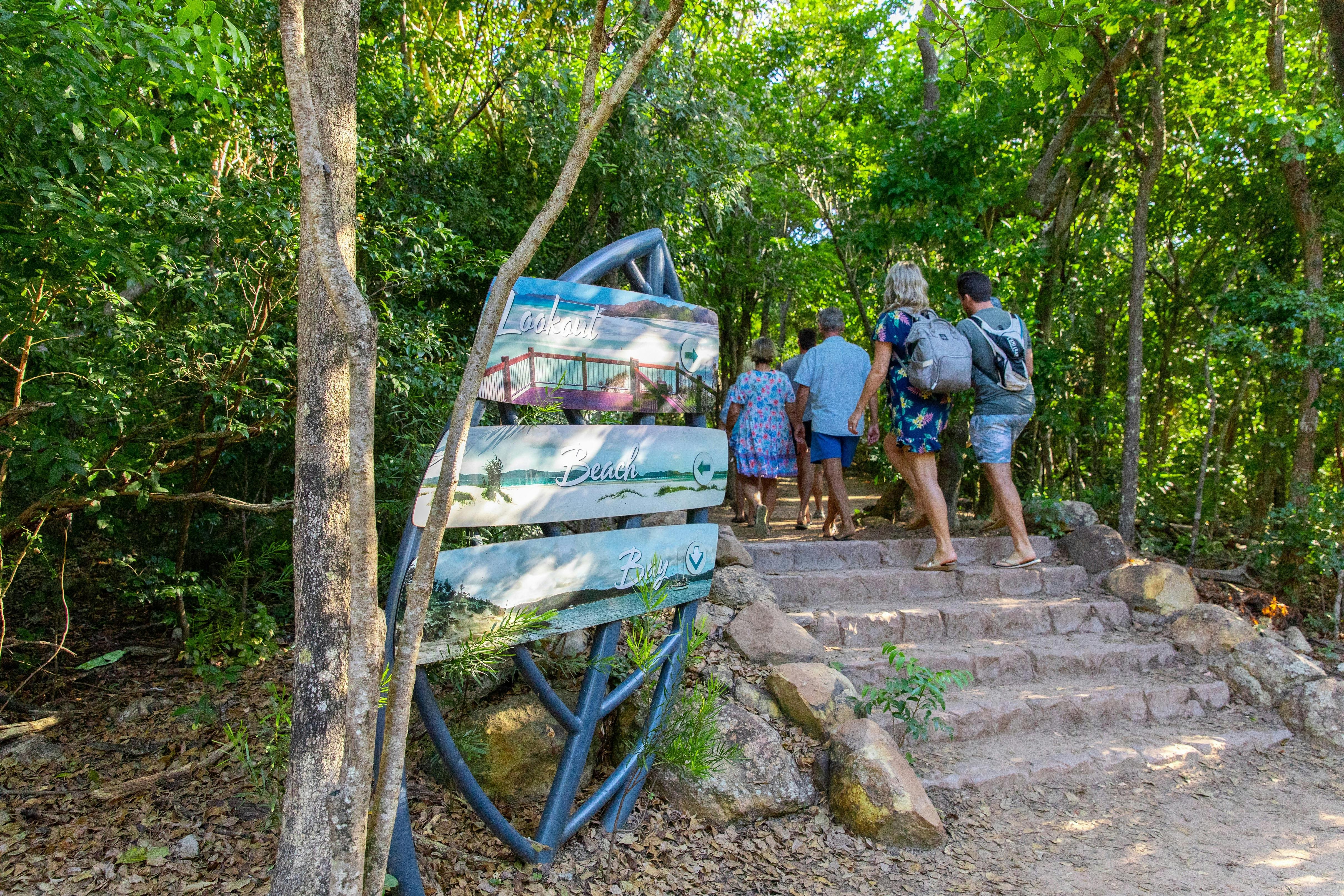 People walking along the well maintained island tracks