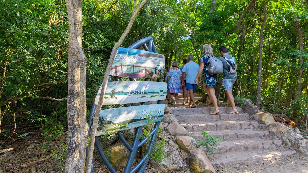 People walking along the well maintained island tracks