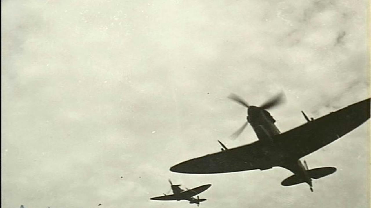 Supermarine Spitfire over Strauss Airfield, 1943.