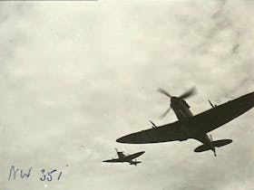Supermarine Spitfire over Strauss Airfield, 1943.