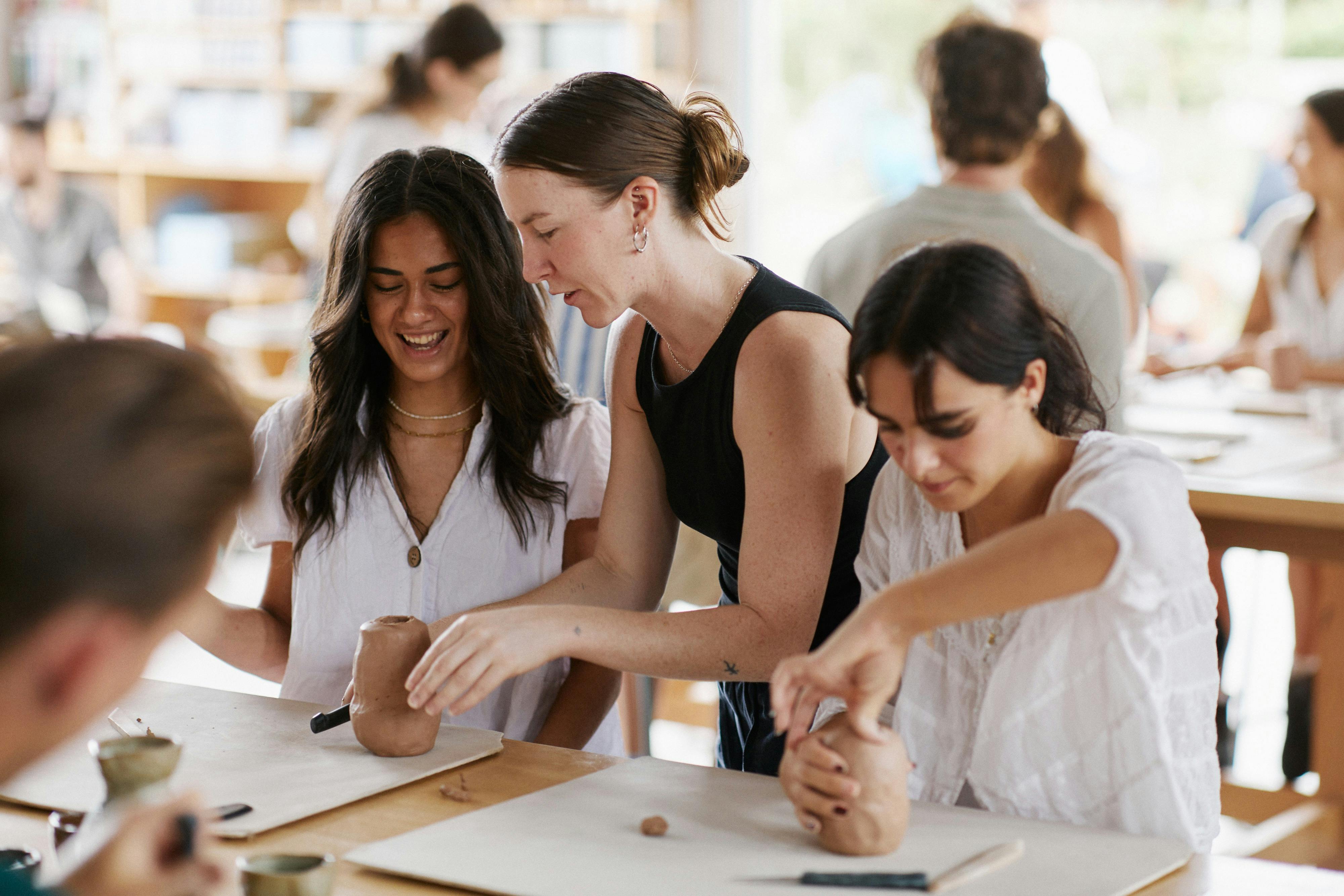 Adults having fun at a Crockd Studios class