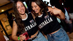 2 girls wearing australia shirts, australia day