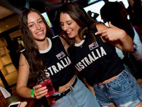 2 girls wearing australia shirts, australia day