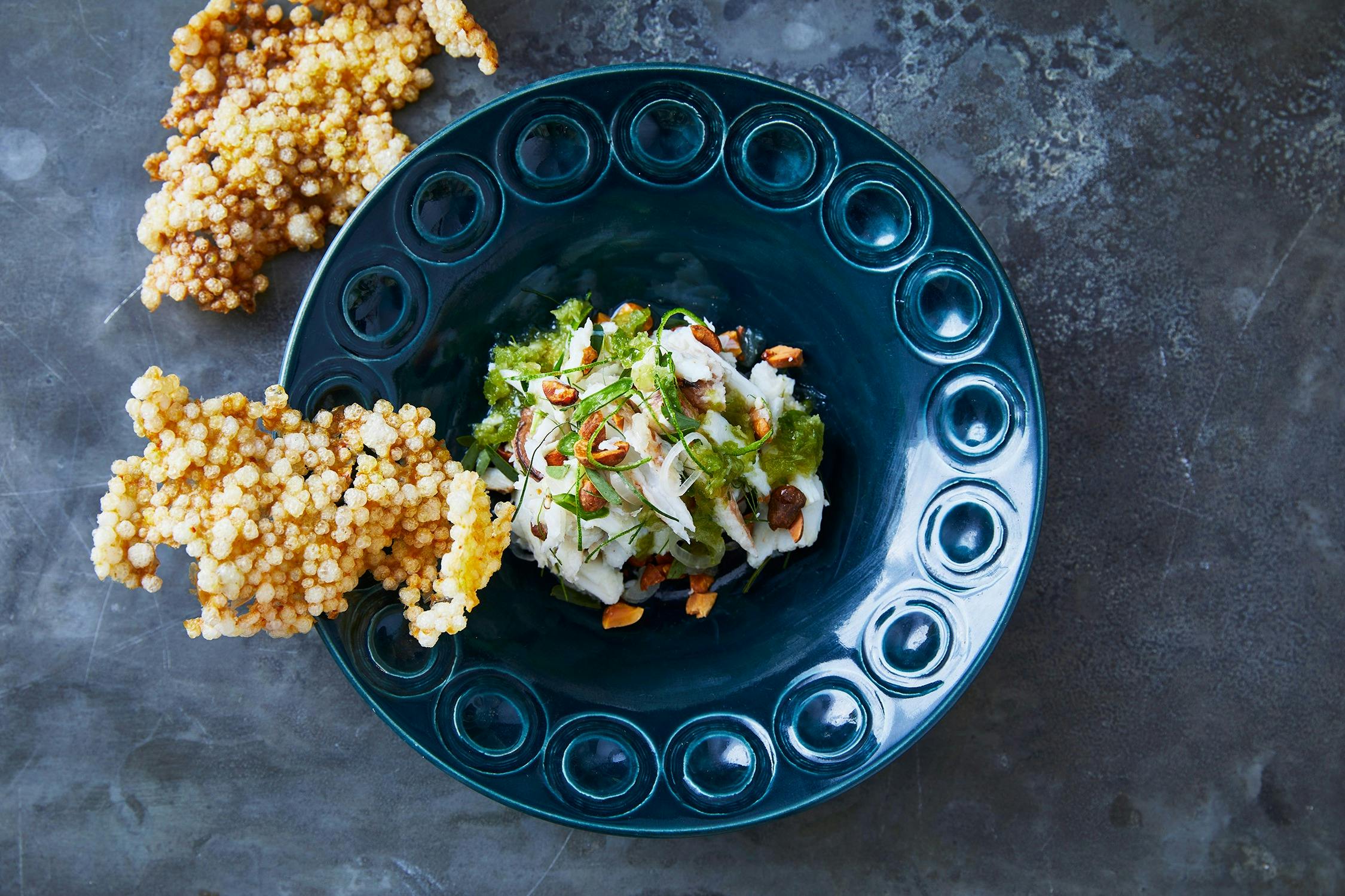 Viand's elegant private dining room. Signature degustation menus.Hand-picked blue swimmer crab