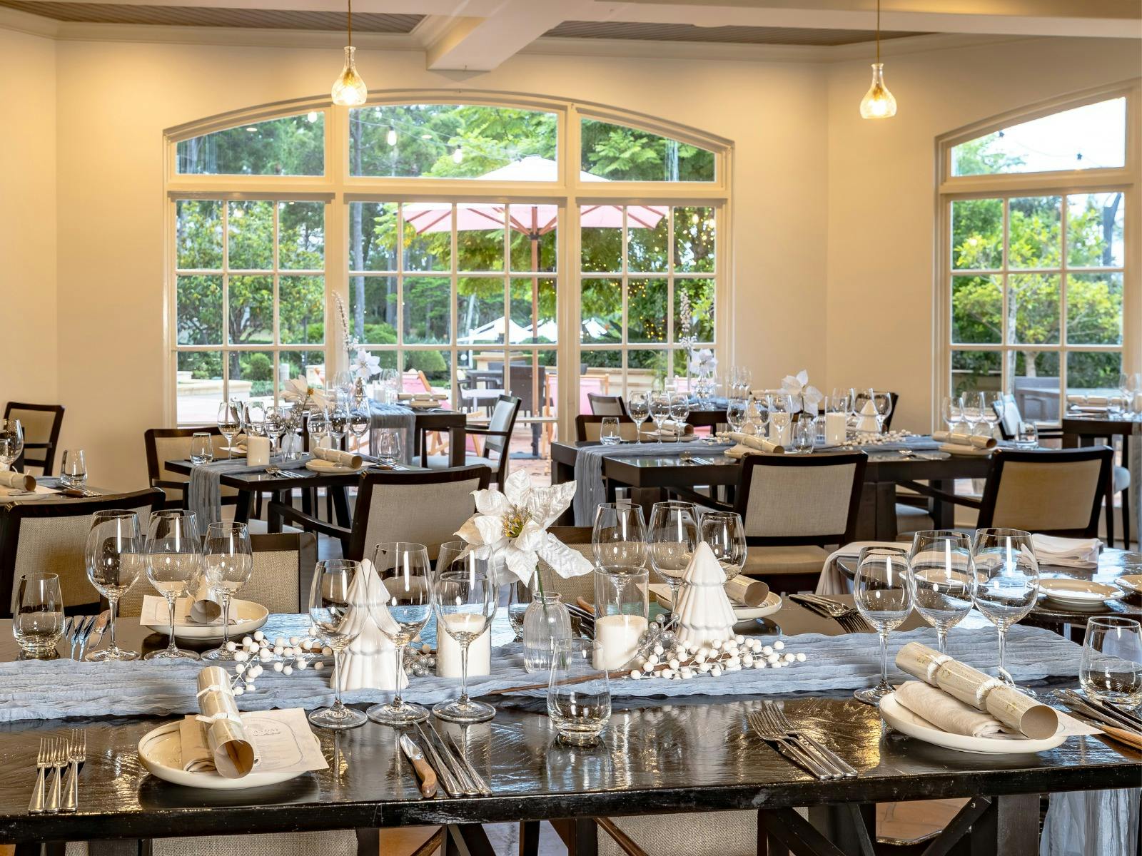 The Fireplace venue featuring elegant christmas styling