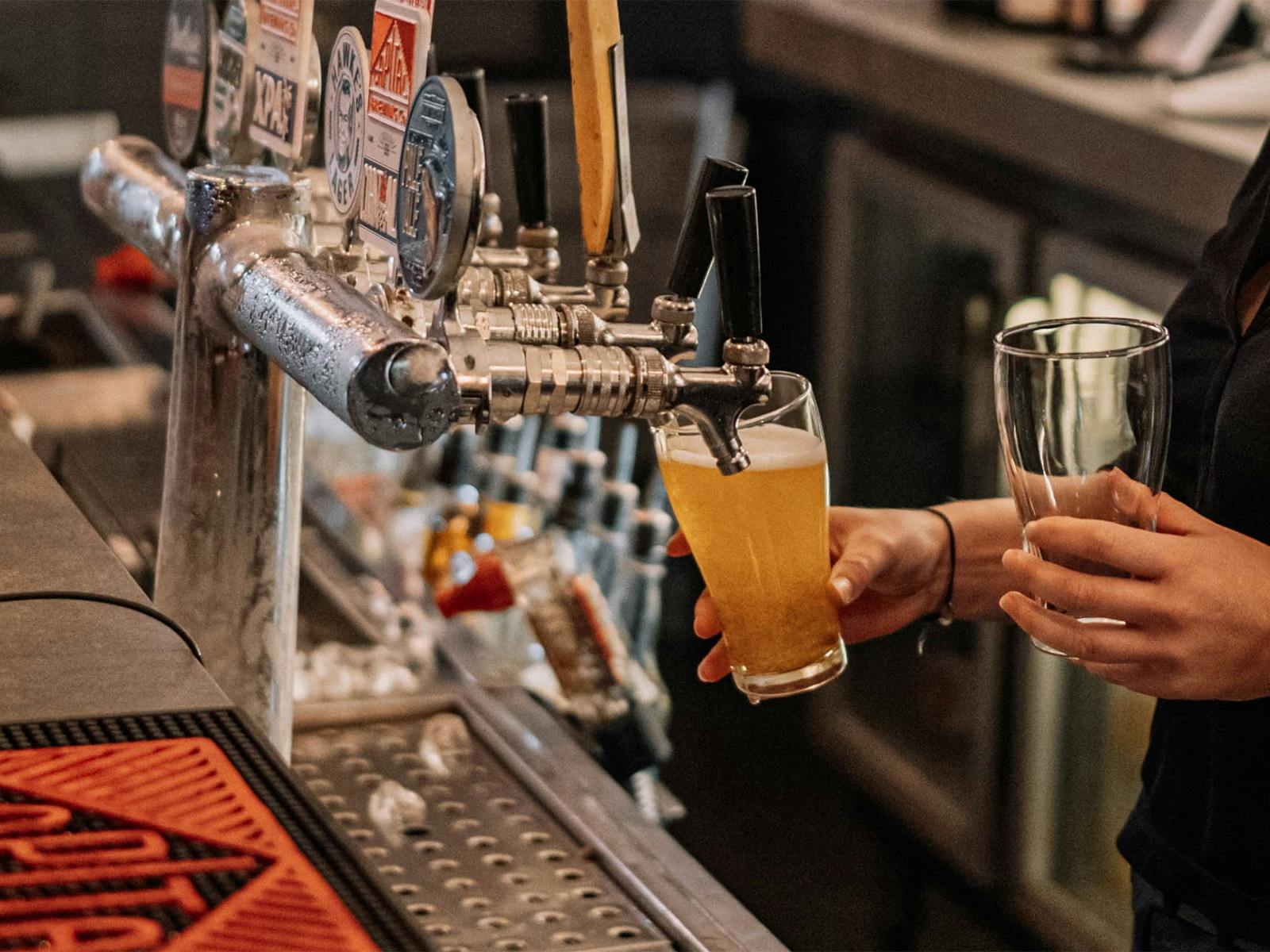 Pouring beers in PJs front bar